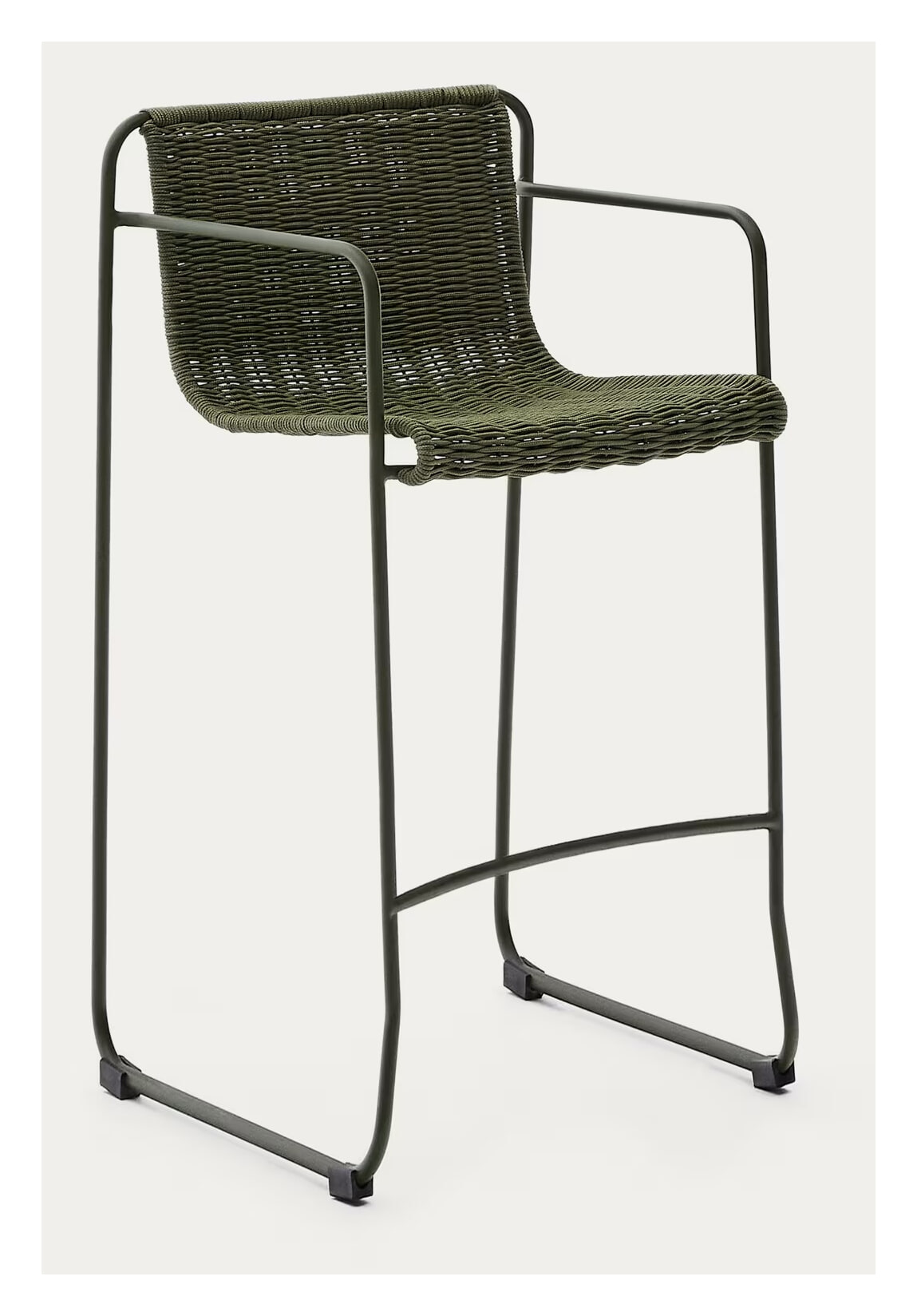 Kave Home Outdoor Barkruk 'Maurina' Touw en staal, kleur Groen (zithoogte 75cm)