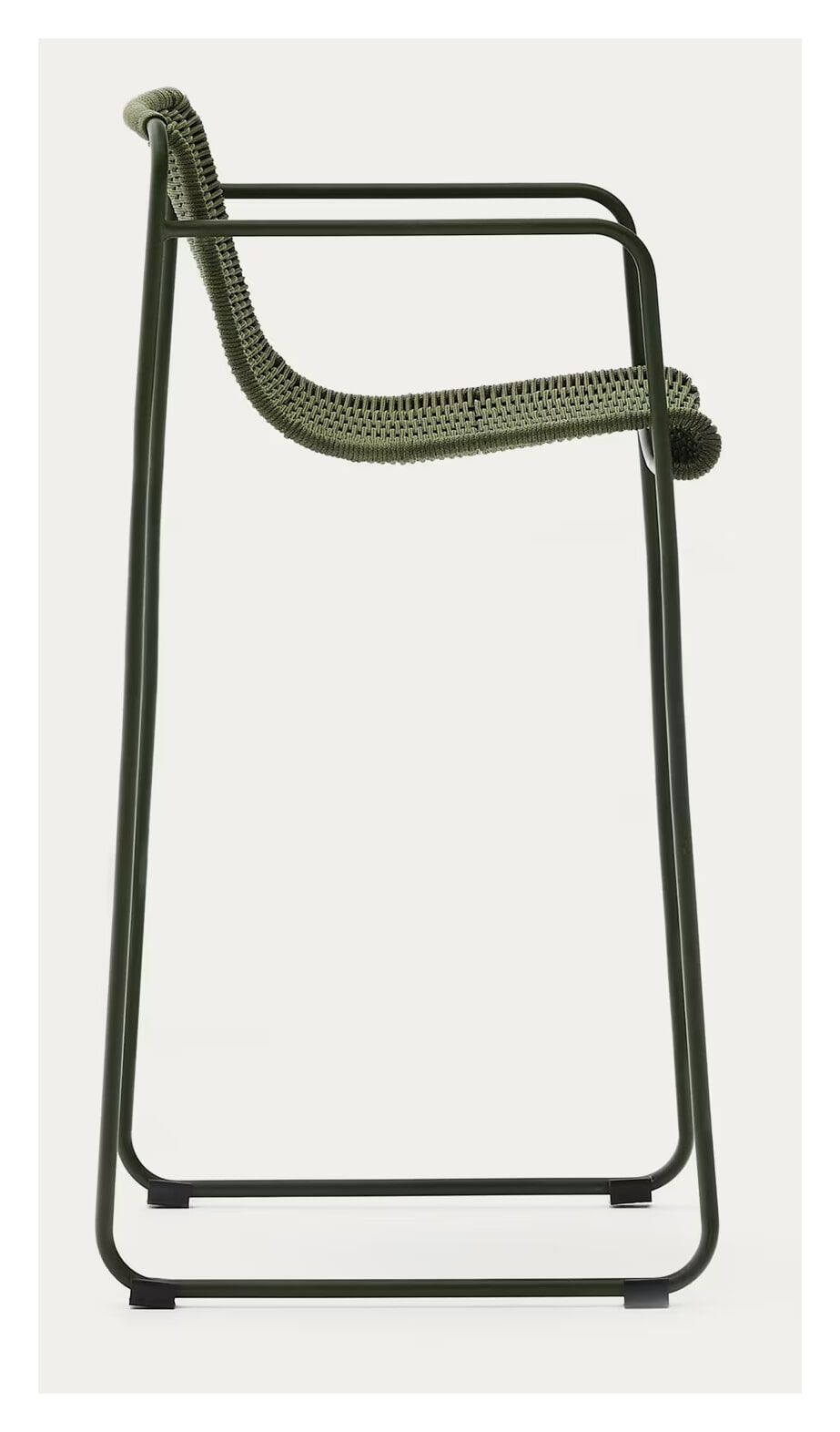 Kave Home Outdoor Barkruk 'Maurina' Touw en staal, kleur Groen (zithoogte 75cm)