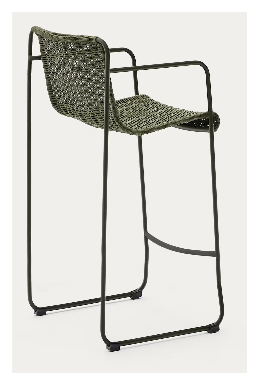 Kave Home Outdoor Barkruk 'Maurina' Touw en staal, kleur Groen (zithoogte 75cm)
