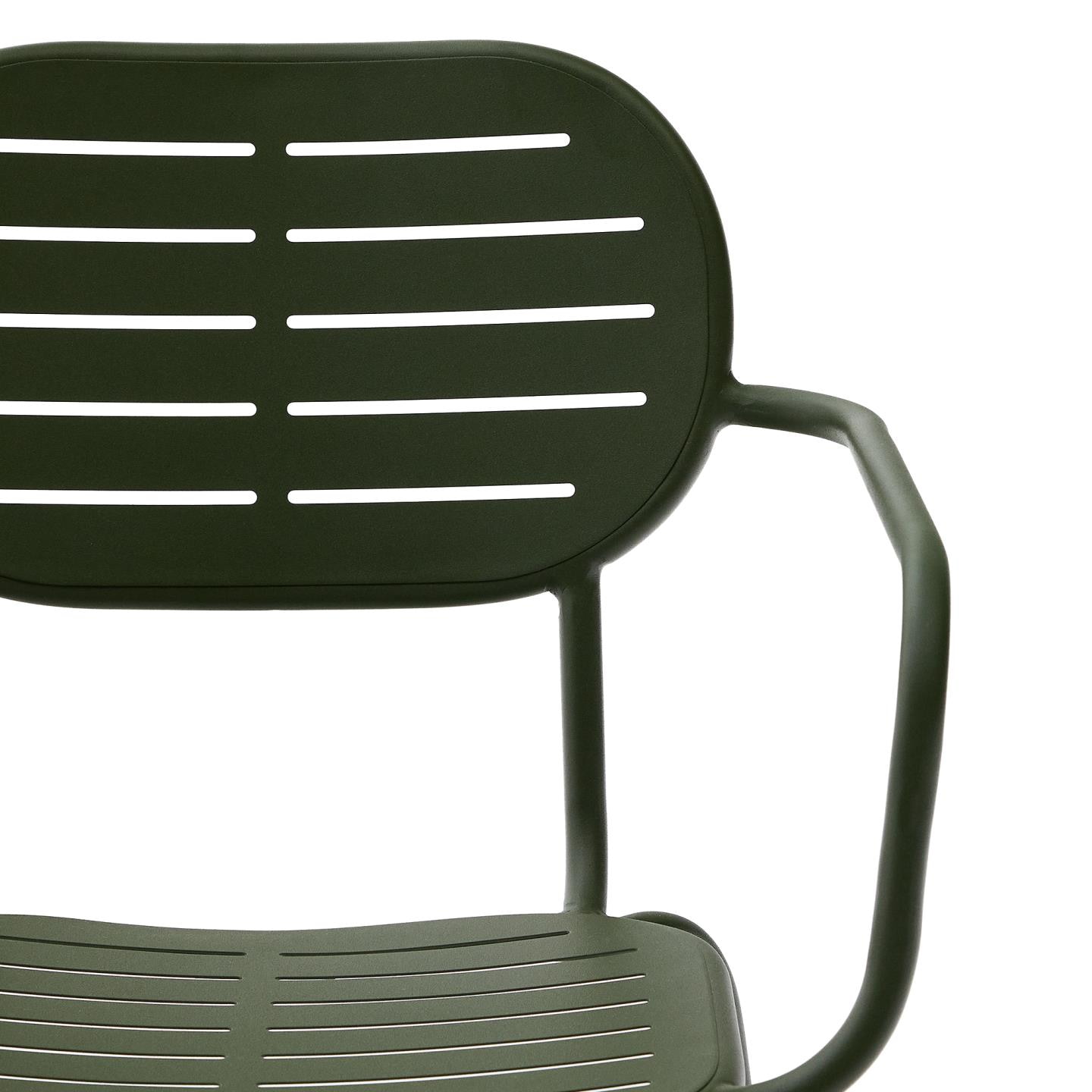 Kave Home Tuinstoel 'Brai' Met armleuning, Staal, kleur Donkergroen