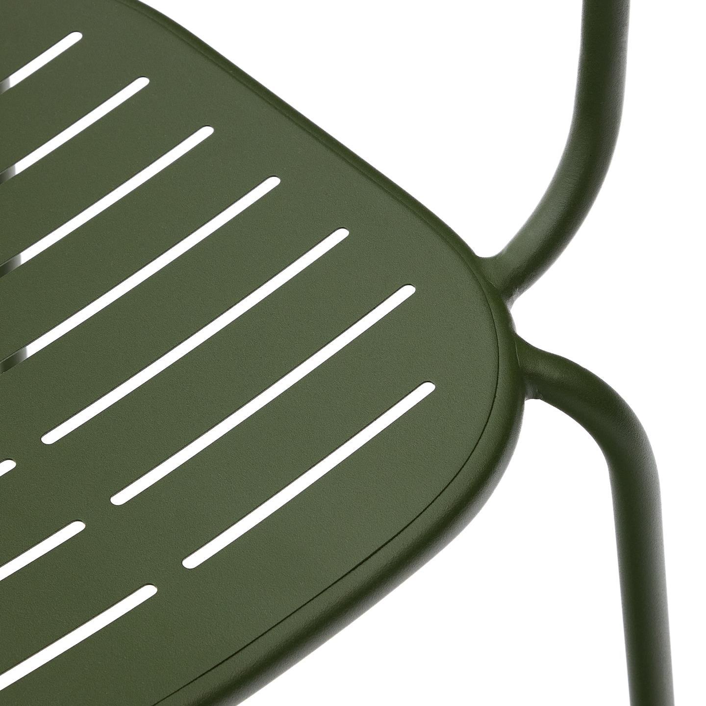 Kave Home Tuinstoel 'Brai' Met armleuning, Staal, kleur Donkergroen