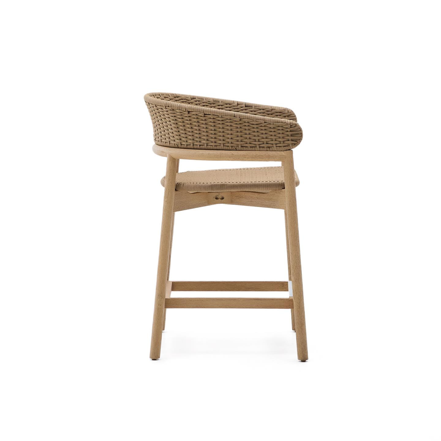 Kave Home Outdoor Barkruk 'Arinella' Acaciahout en geweven touw (zithoogte 65cm)
