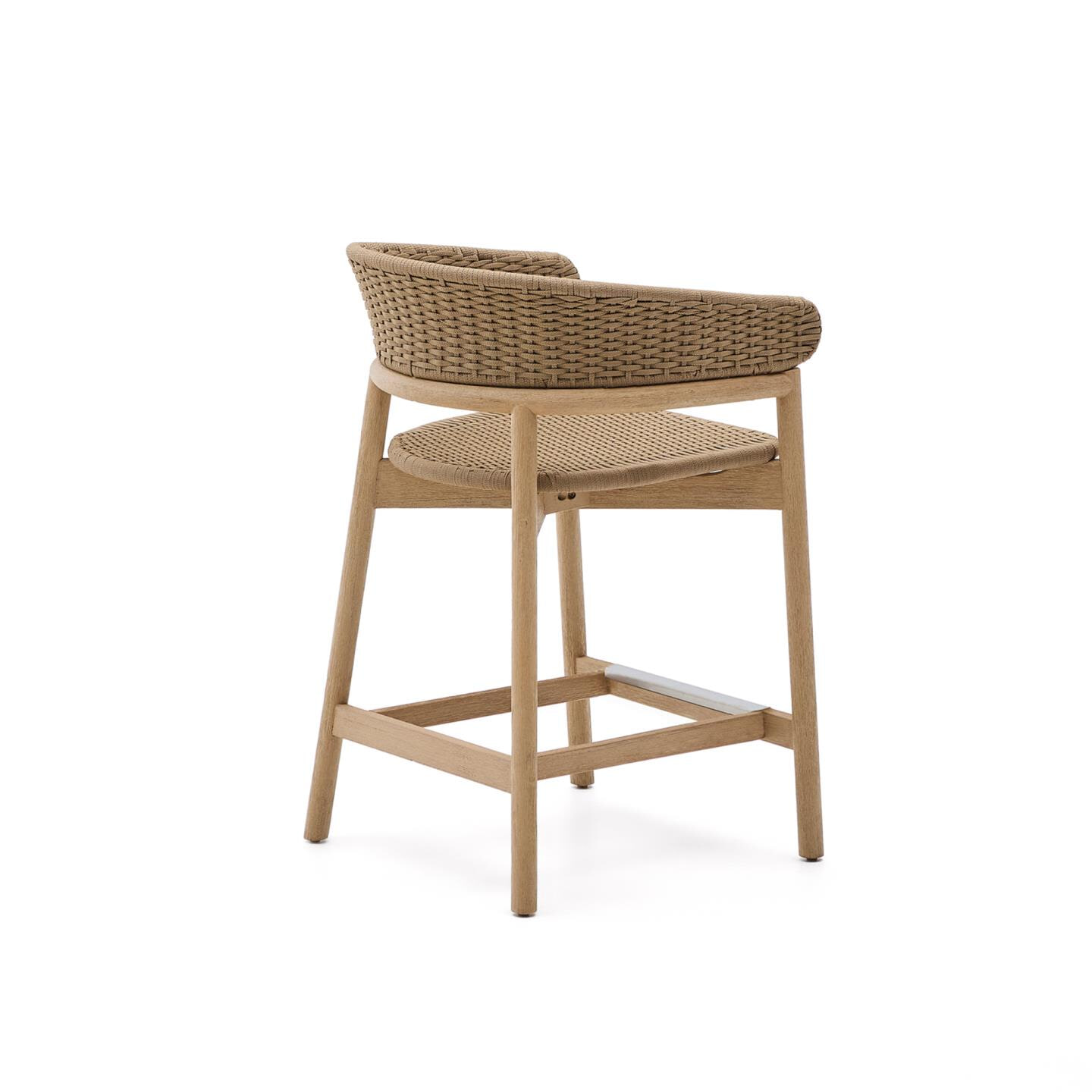 Kave Home Outdoor Barkruk 'Arinella' Acaciahout en geweven touw (zithoogte 65cm)