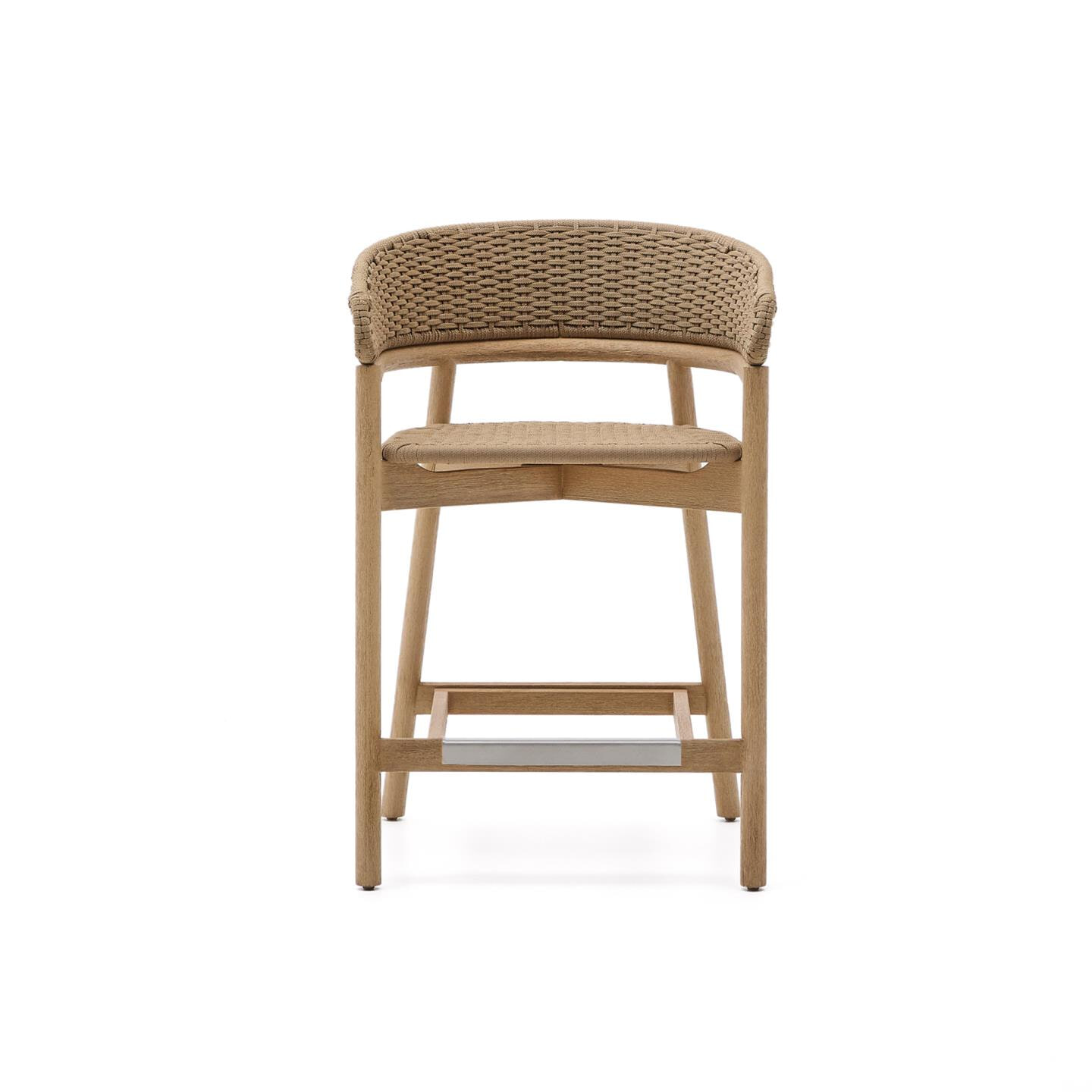 Kave Home Outdoor Barkruk 'Arinella' Acaciahout en geweven touw (zithoogte 65cm)