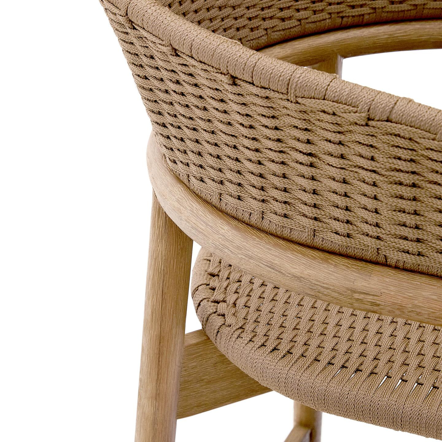 Kave Home Outdoor Barkruk 'Arinella' Acaciahout en geweven touw (zithoogte 65cm)