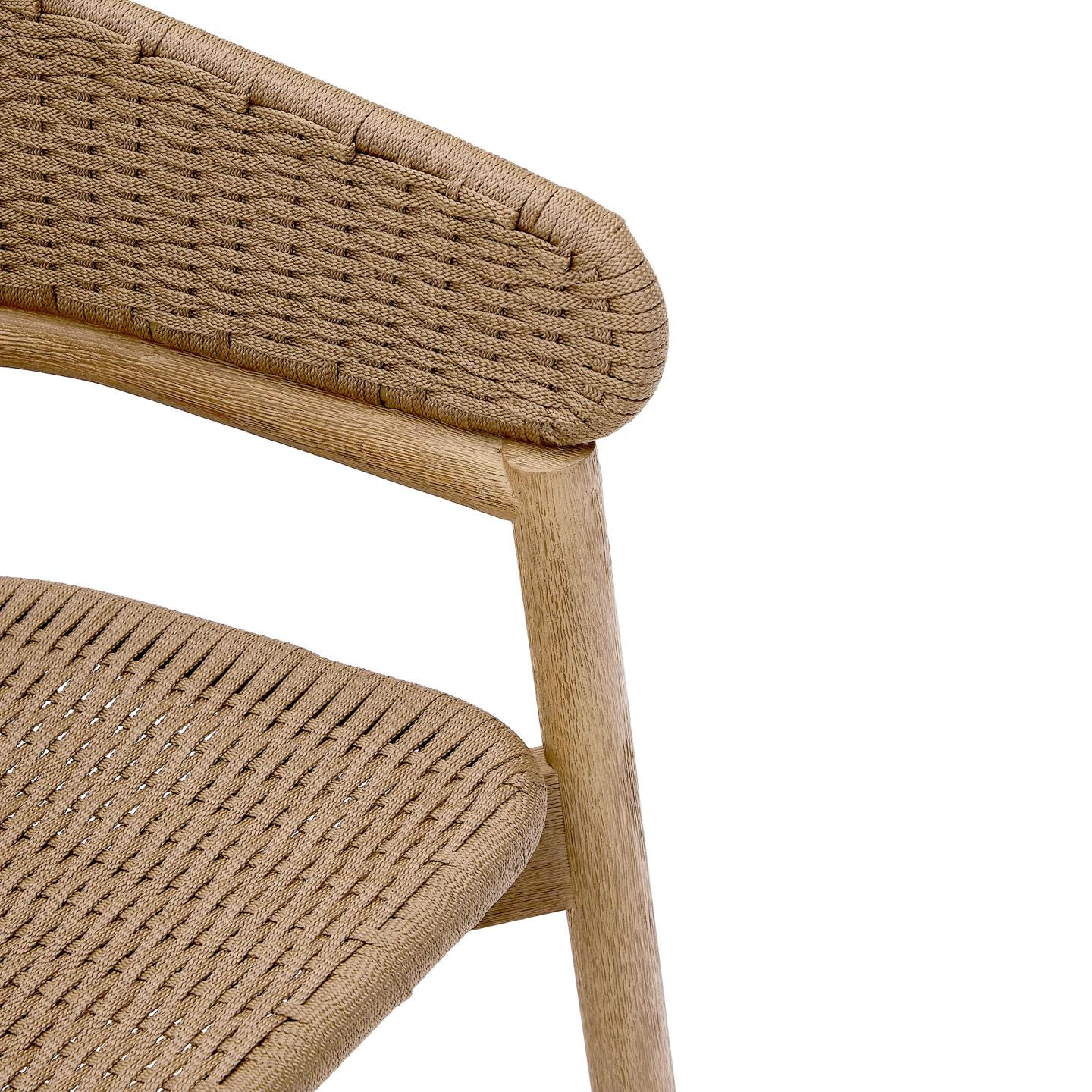 Kave Home Outdoor Barkruk 'Arinella' Acaciahout en geweven touw (zithoogte 65cm)