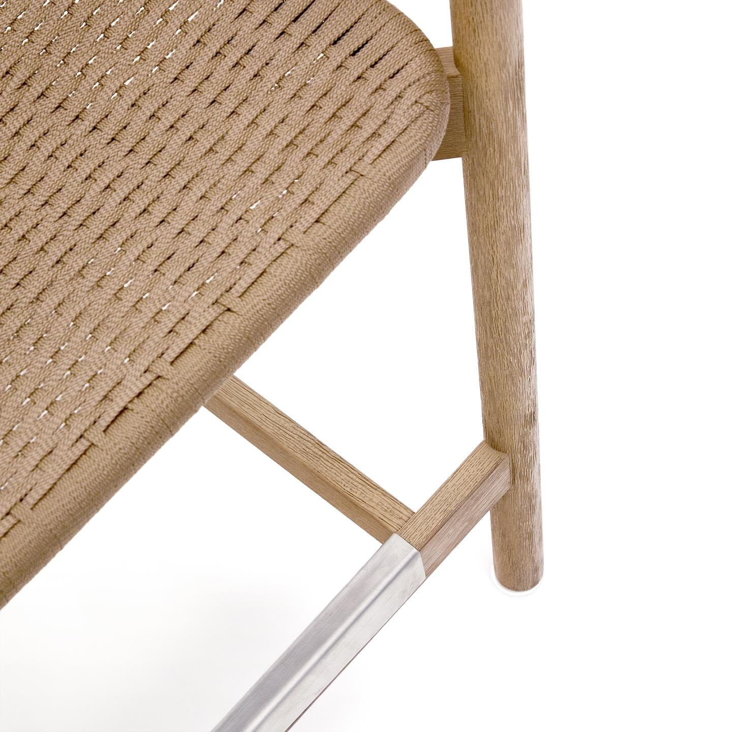 Kave Home Outdoor Barkruk 'Arinella' Acaciahout en geweven touw (zithoogte 65cm)