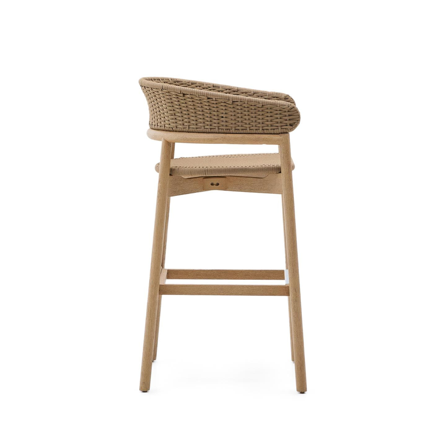 Kave Home Outdoor Barkruk 'Arinella' Acaciahout en geweven touw (zithoogte 75cm)