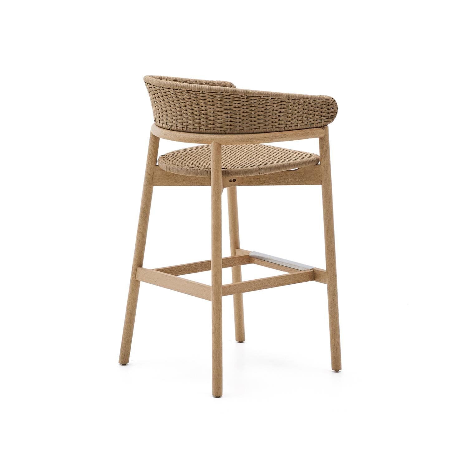 Kave Home Outdoor Barkruk 'Arinella' Acaciahout en geweven touw (zithoogte 75cm)