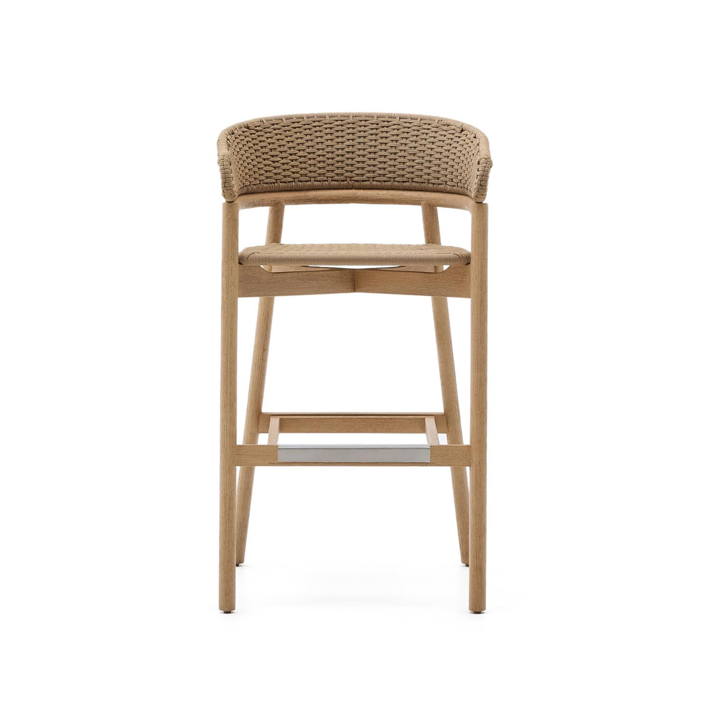 Kave Home Outdoor Barkruk 'Arinella' Acaciahout en geweven touw (zithoogte 75cm)
