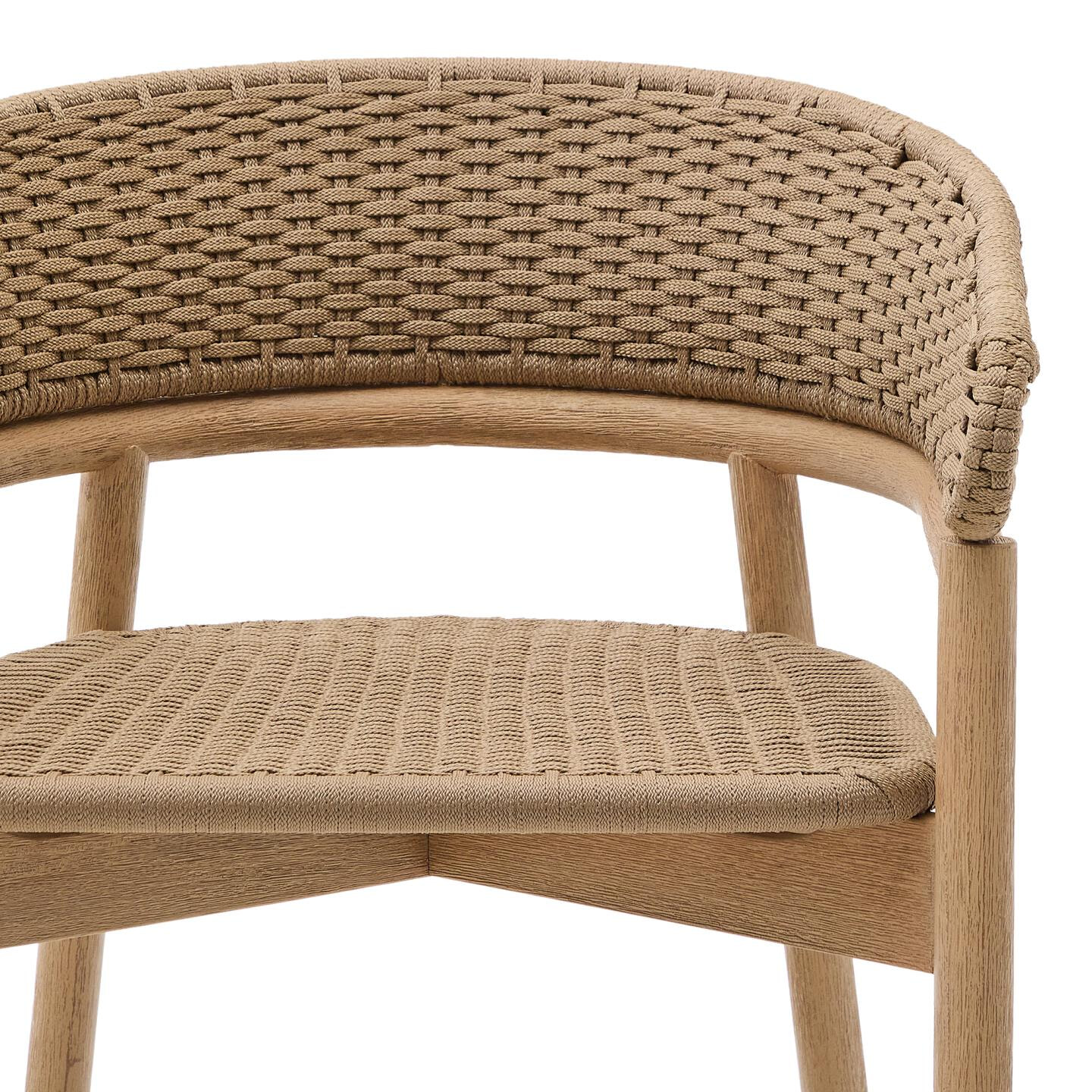 Kave Home Outdoor Barkruk 'Arinella' Acaciahout en geweven touw (zithoogte 75cm)
