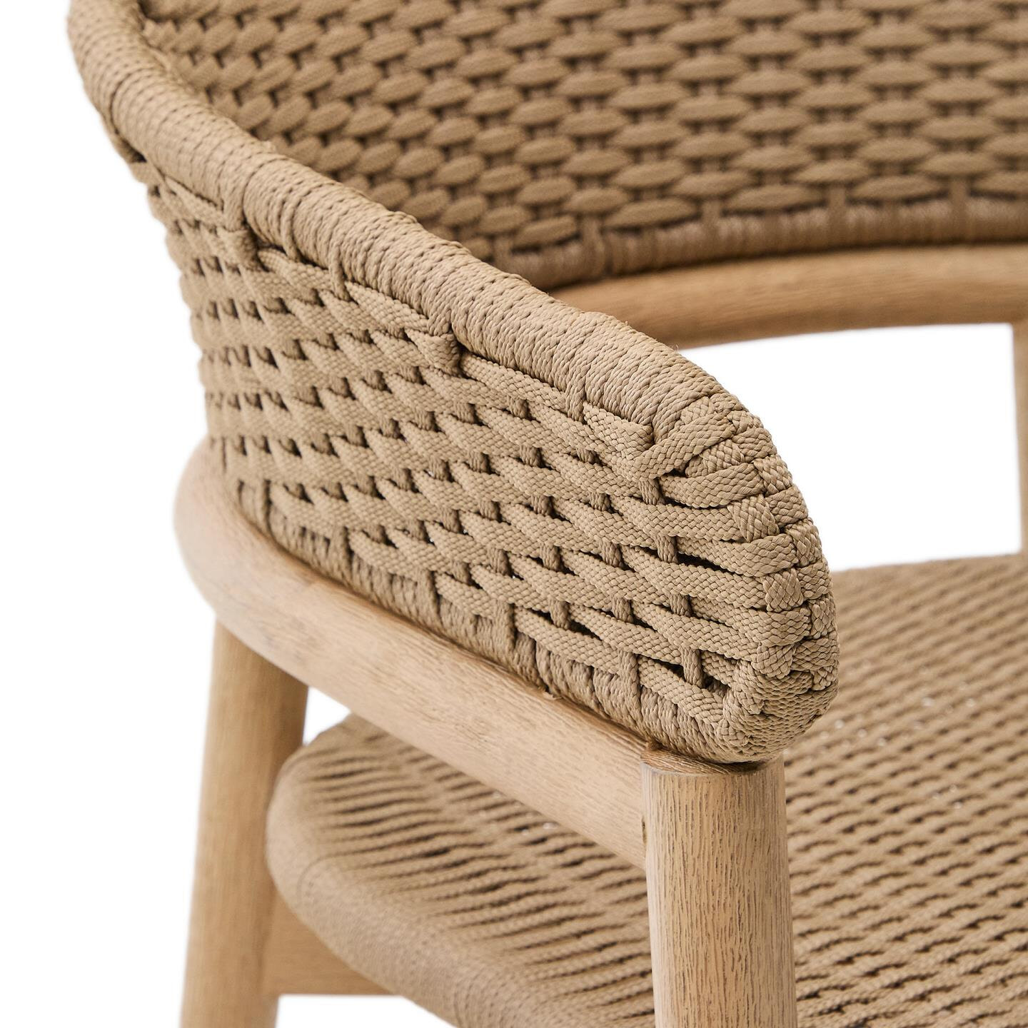 Kave Home Outdoor Barkruk 'Arinella' Acaciahout en geweven touw (zithoogte 75cm)