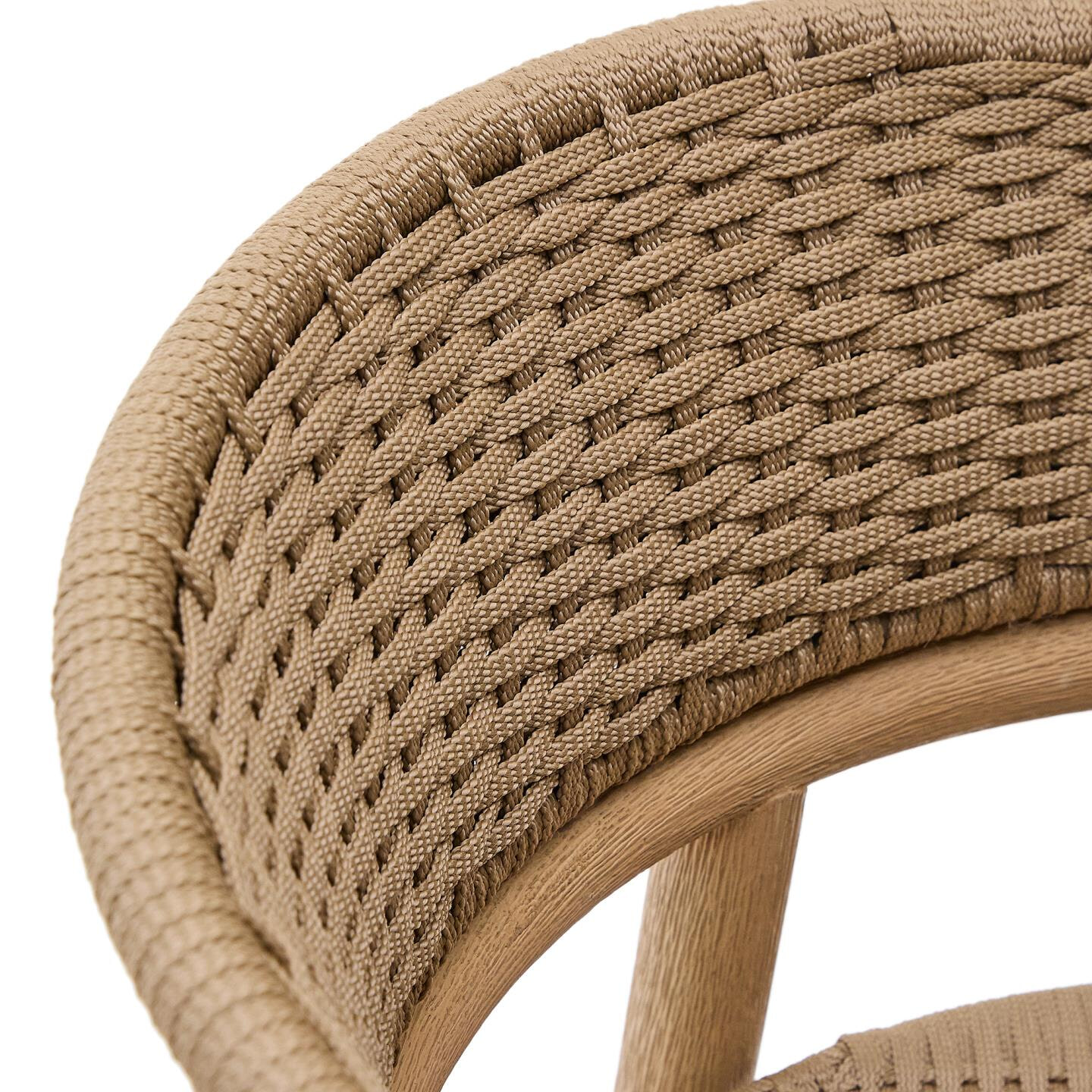 Kave Home Outdoor Barkruk 'Arinella' Acaciahout en geweven touw (zithoogte 75cm)