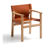 Kave Home Eetkamerstoel 'Jan' Leder en essenhout, kleur Lichtbruin