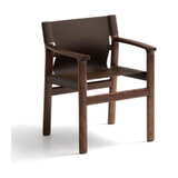 Kave Home Eetkamerstoel 'Jan' Leder en essenhout, kleur Donkerbruin