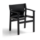 Kave Home Eetkamerstoel 'Jan' Leder en essenhout, kleur Zwart