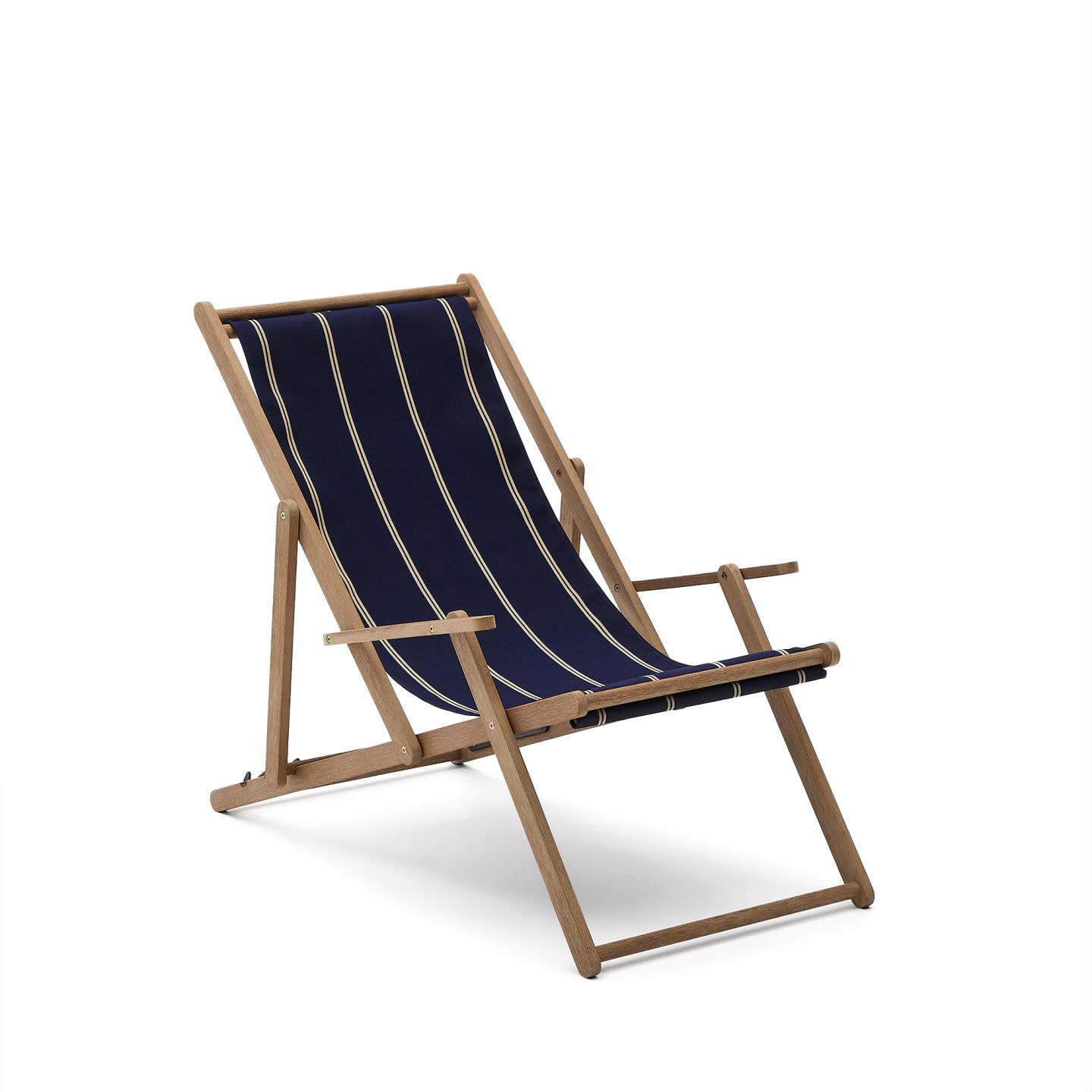 Kave Home Strandstoel Vilara Acaciahout - Donkerblauw/Beige