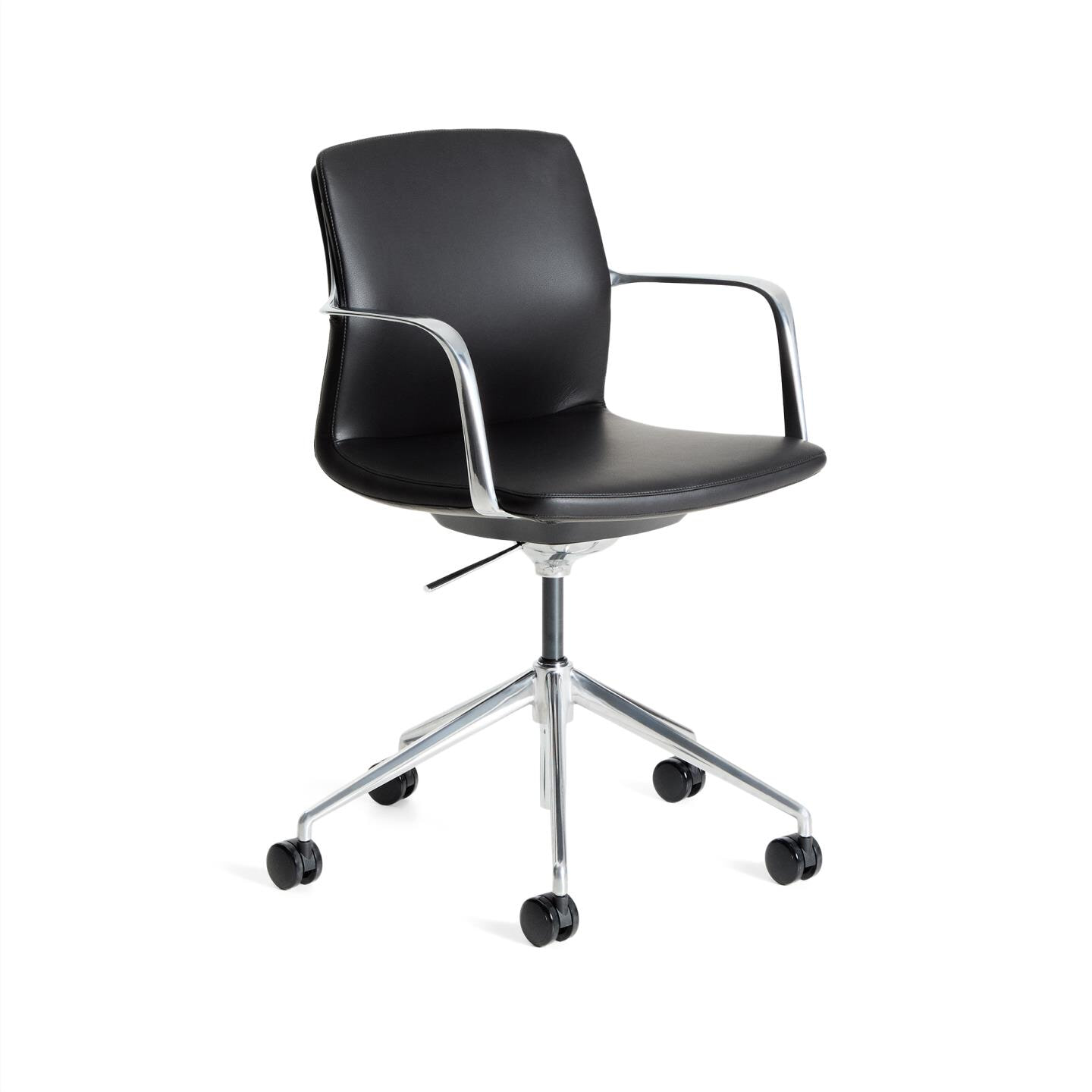 Kave Home Bureaustoel Nerlan Lederlook - Zwart/Aluminium