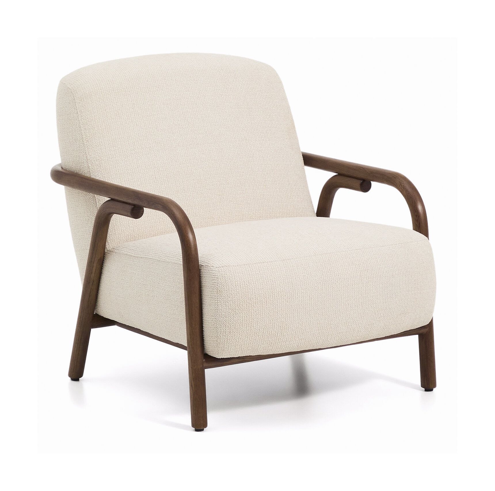 Kave Home Fauteuil 'Sylo' Chenille en walnoot