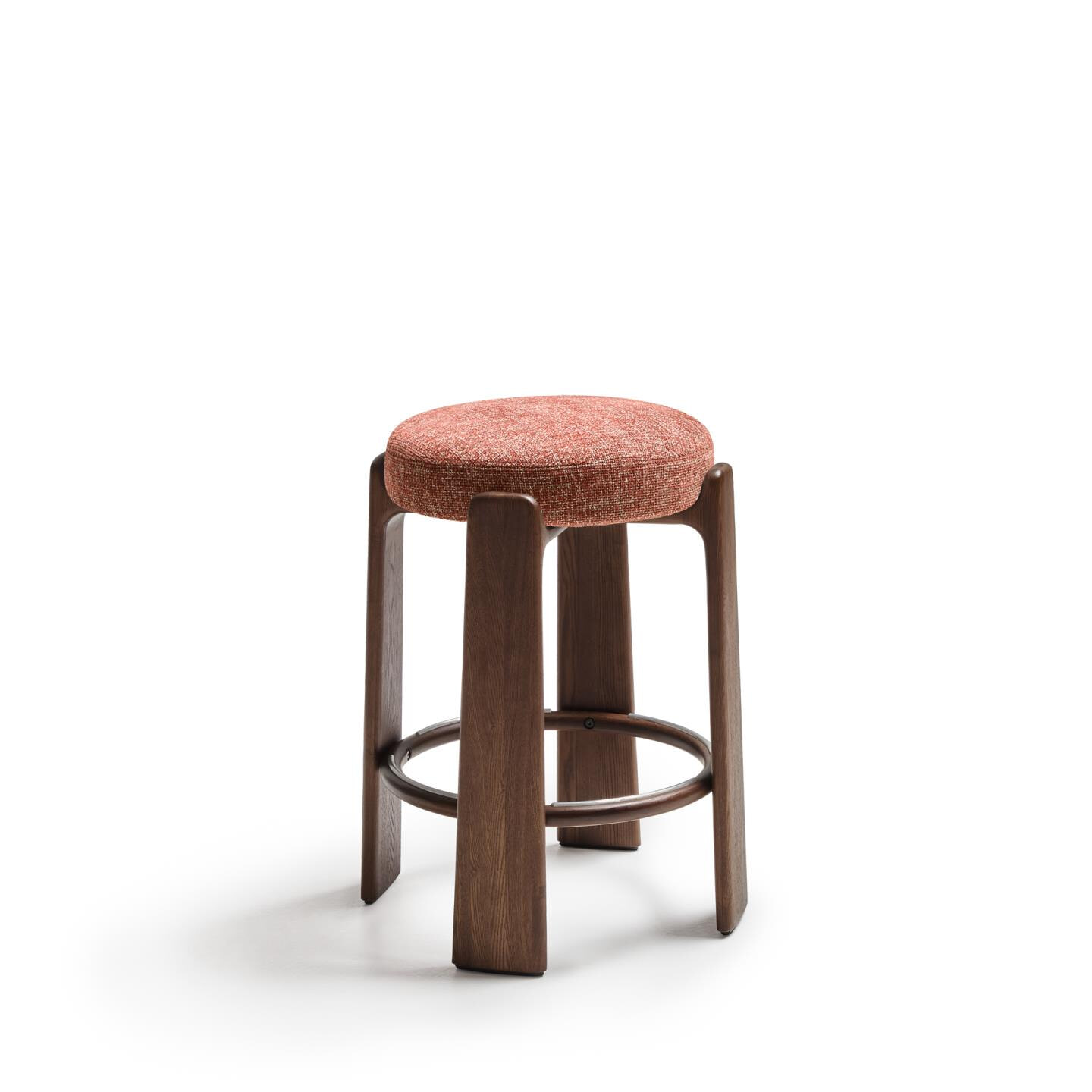 Kave Home Kruk Granite Chenille en noten essenhout - Terracotta (zithoogte 65cm)