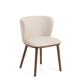 Kave Home Eetkamerstoel 'Ciselia' Chenille, kleur Beige/Walnoot