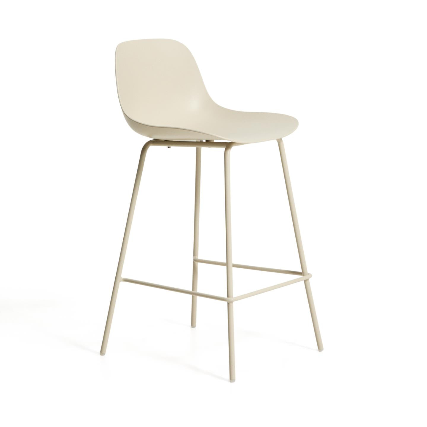 Kave Home Barkruk 'Altea' Gerecycled kunststof, kleur Beige (zithoogte 65cm)