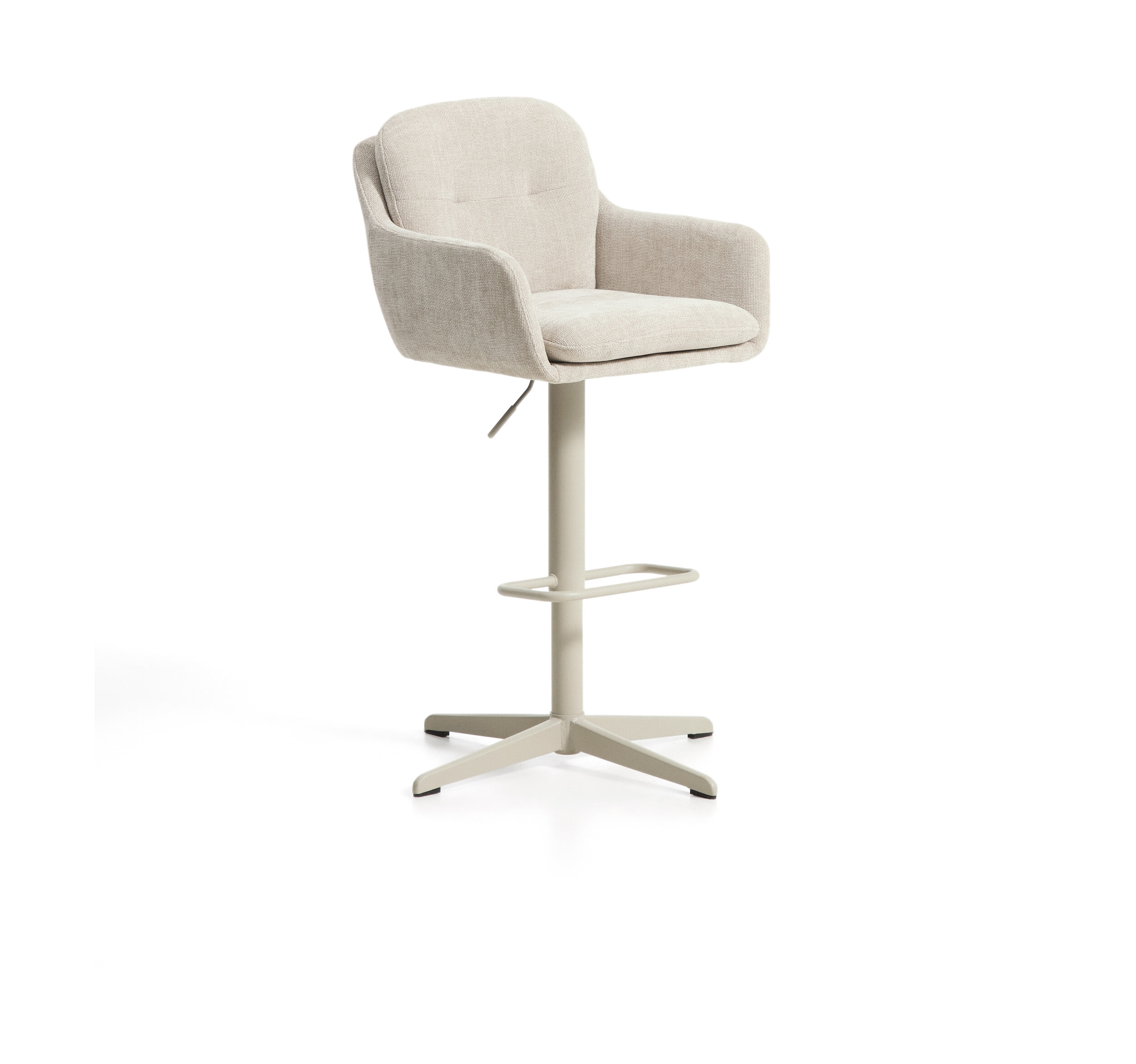 Kave Home Draaibare Barkruk Lexa Chenille - Beige (zithoogte 65-85cm)