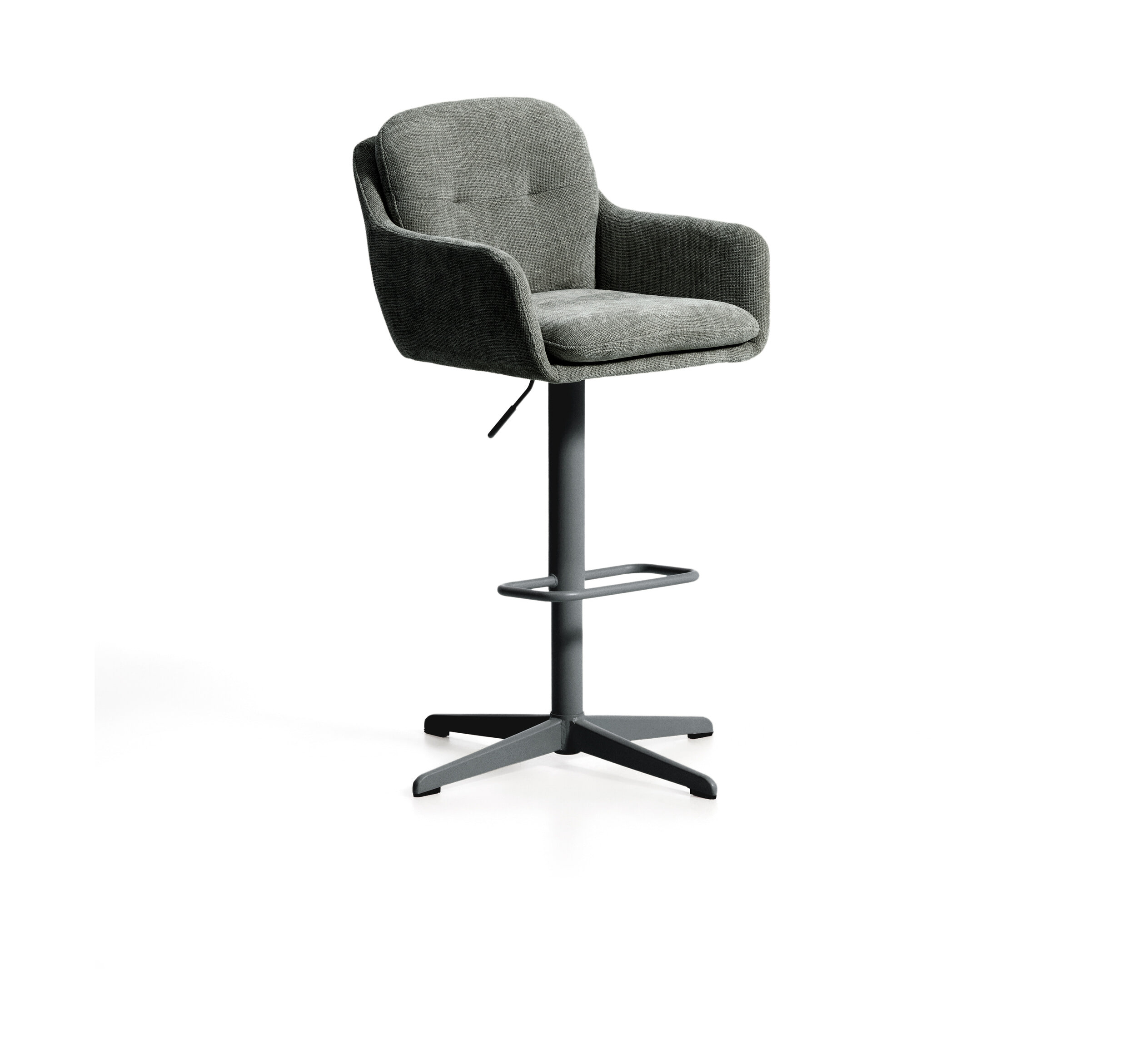 Kave Home Draaibare Barkruk Lexa Chenille - Groen (zithoogte 65-85cm)