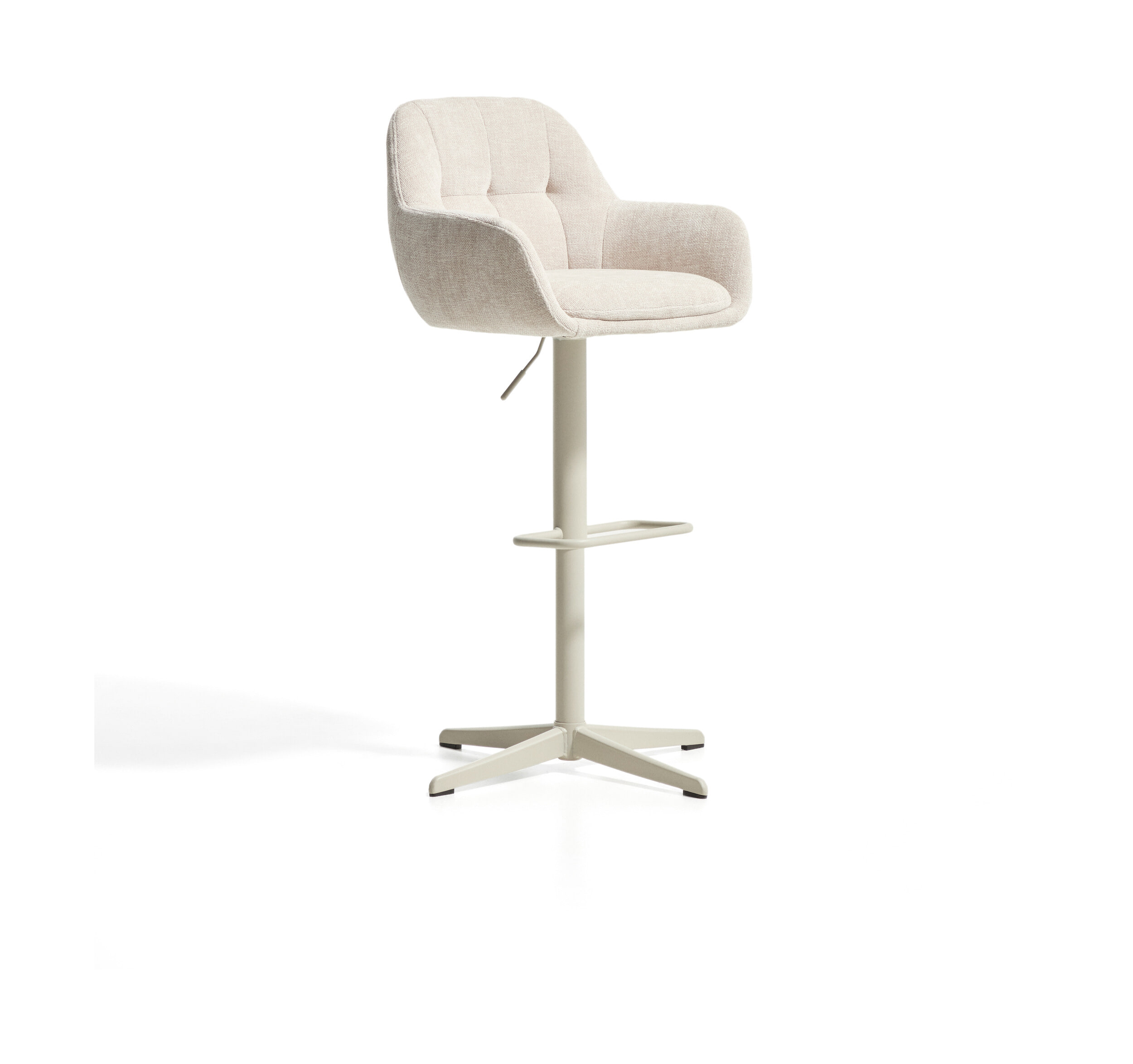 Kave Home Draaibare Barkruk Dorina Chenille - Beige (zithoogte 65-85cm)