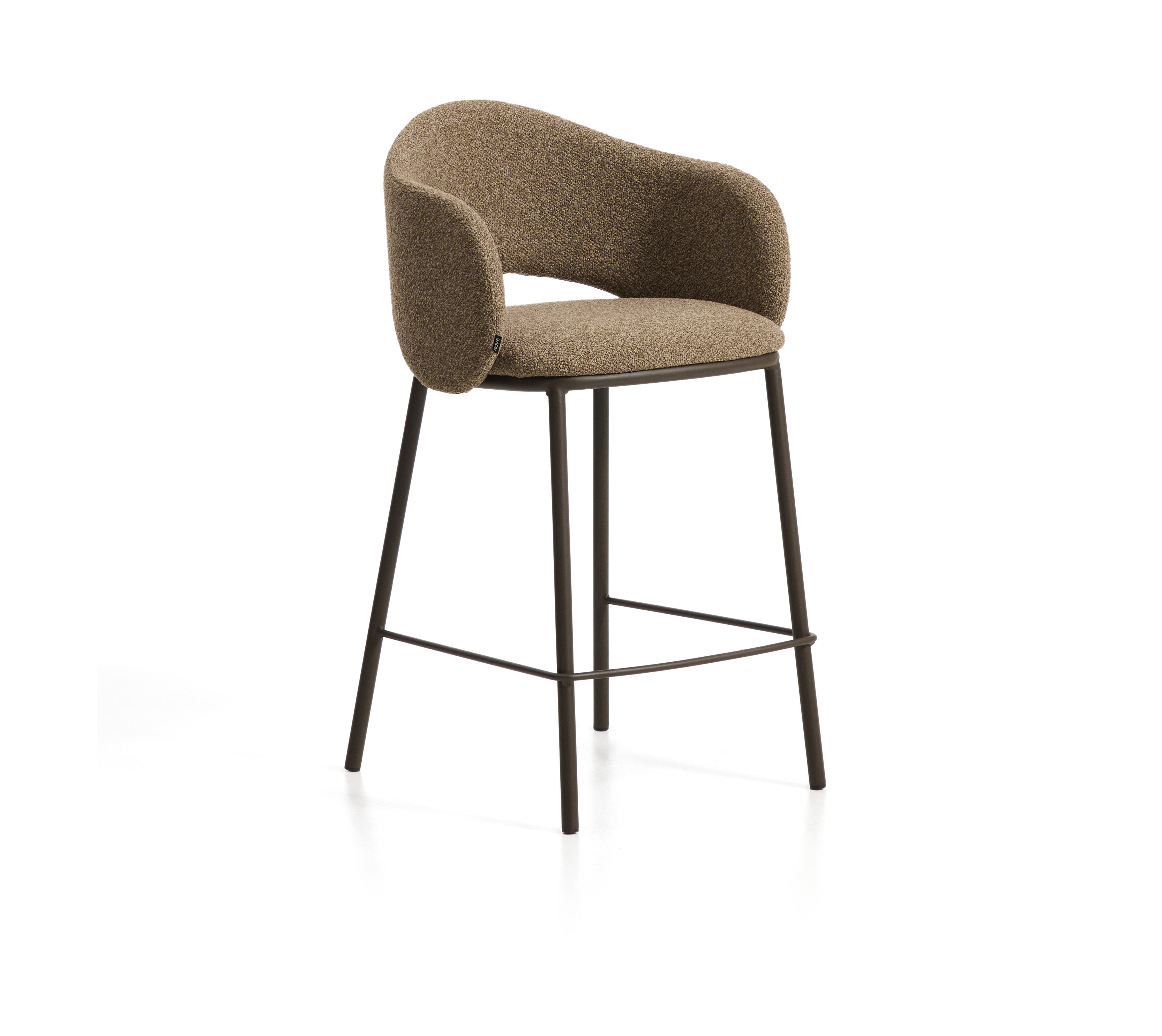 Kave Home Barkruk Maina Chenille - Bruin (zithoogte 65cm)