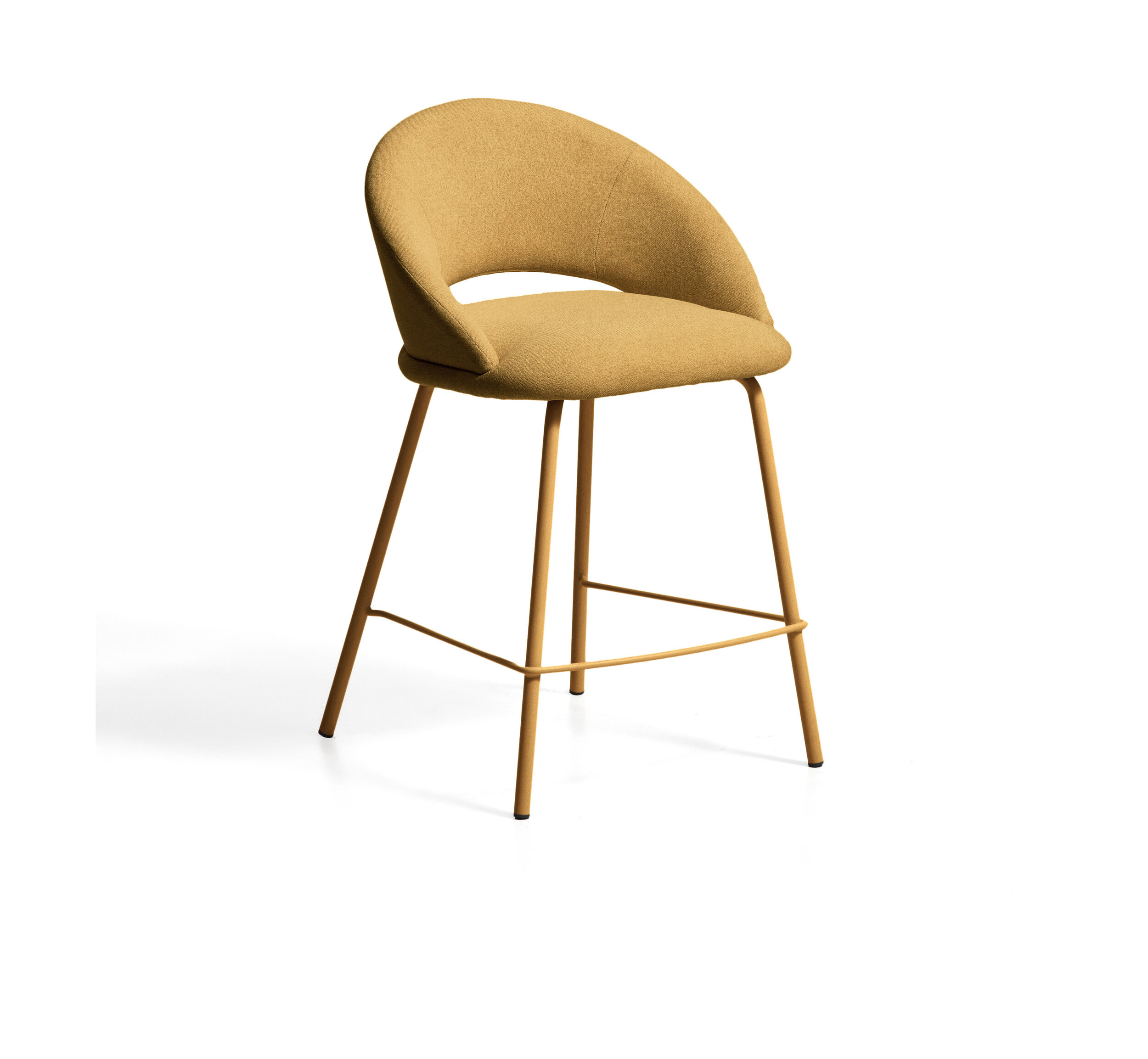 Kave Home Barstoel Bonali Chenille - Mosterdgeel (zithoogte 65cm)