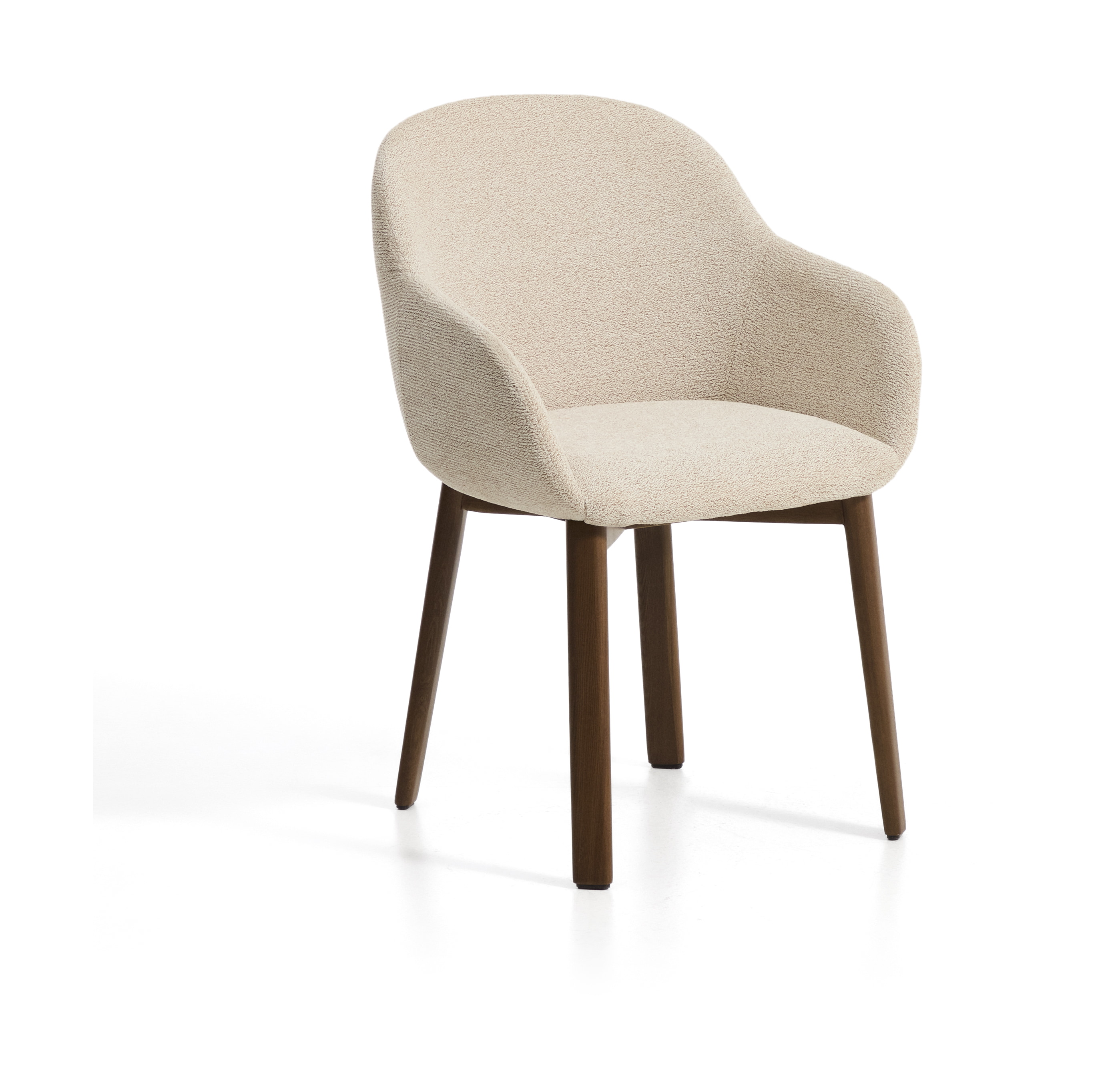 Kave Home Eetkamerstoel Meila Met armleuning, Chenille - Beige/Bruin