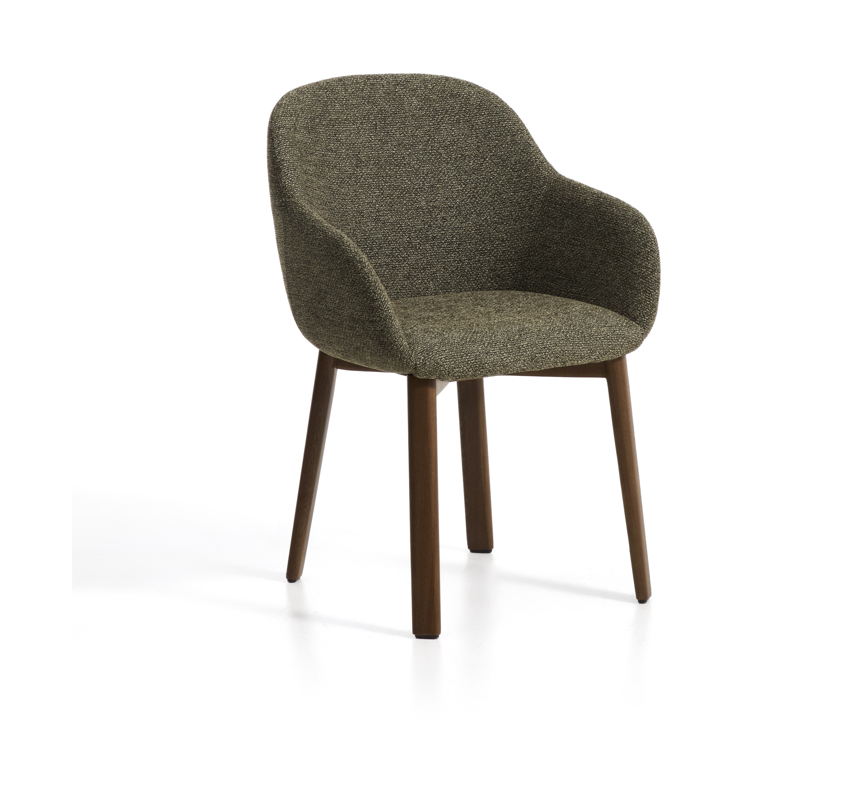 Kave Home Eetkamerstoel Meila Met armleuning, Chenille - Groen/Bruin