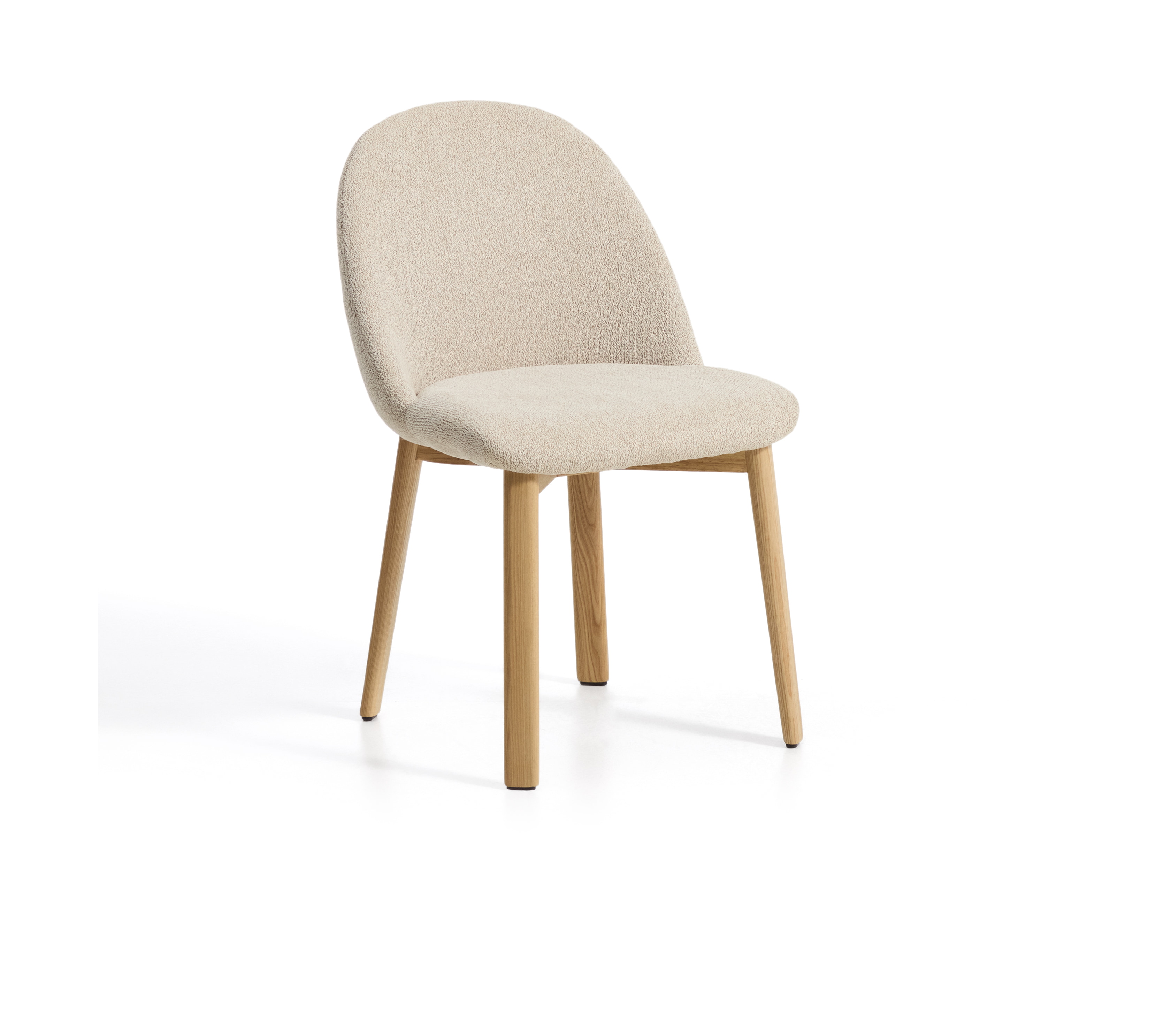 Kave Home Eetkamerstoel Meila Chenille - Beige/Naturel