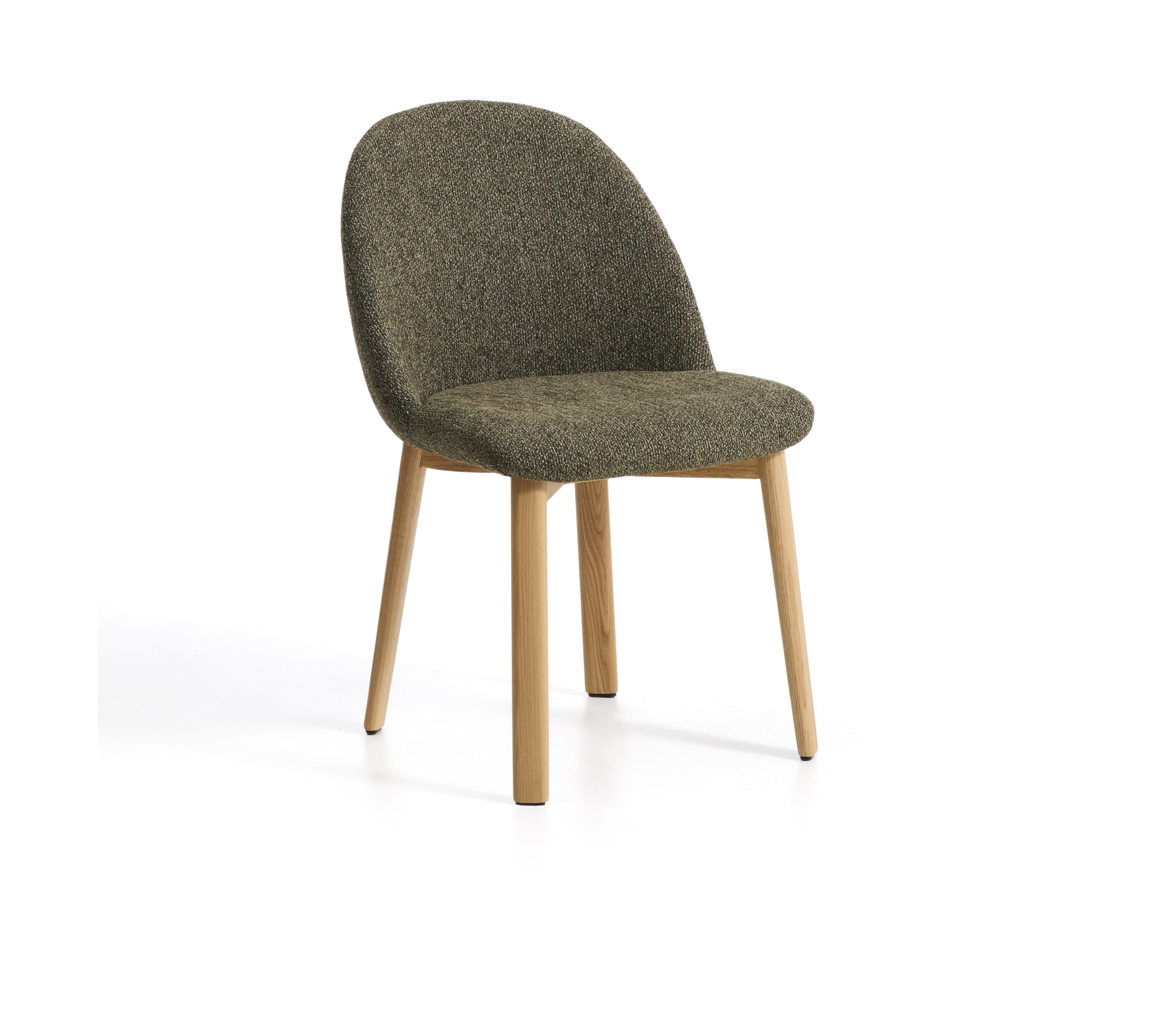 Kave Home Eetkamerstoel Meila Chenille - Groen/Naturel