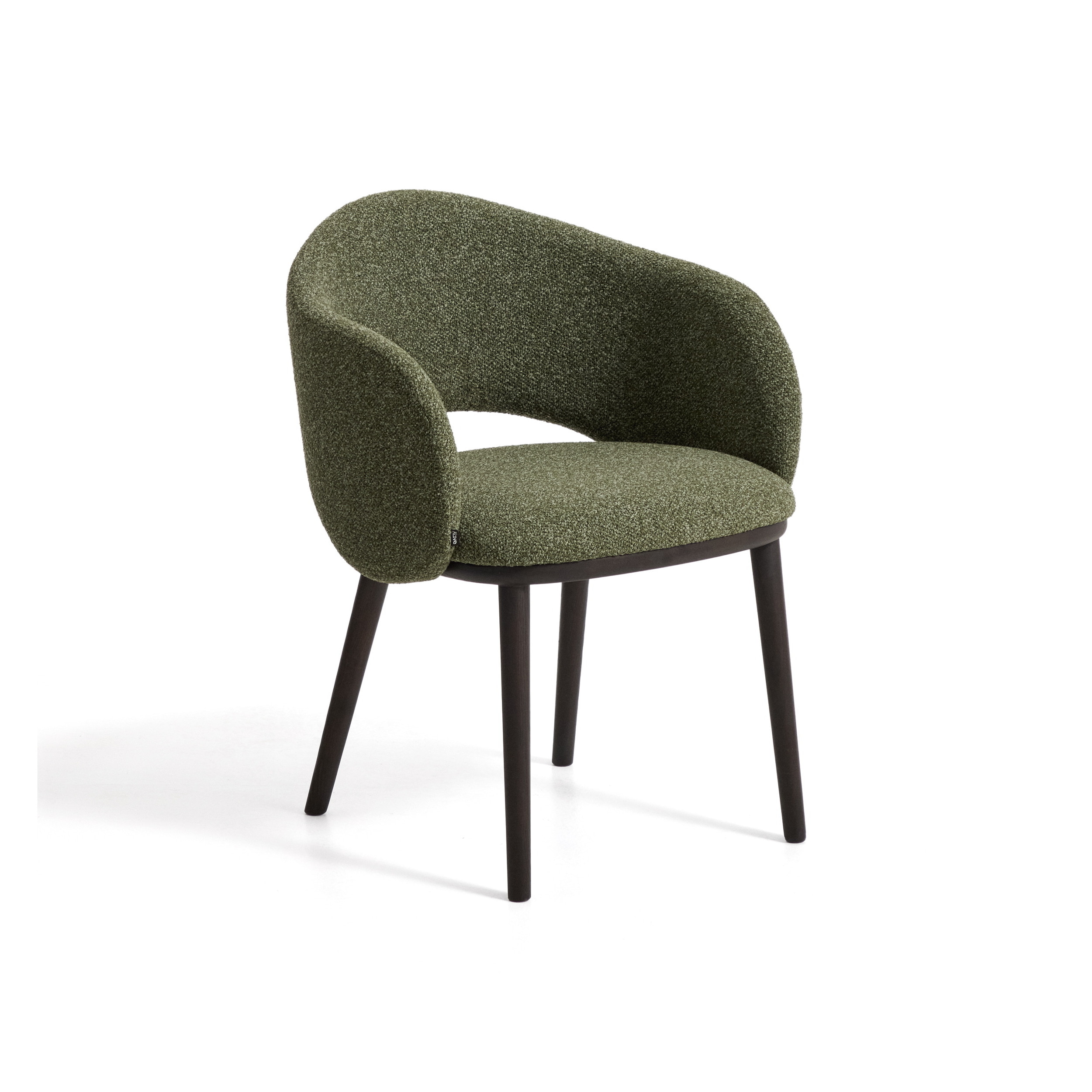 Kave Home Eetkamerstoel Maina Chenille & Essenhout - Groen