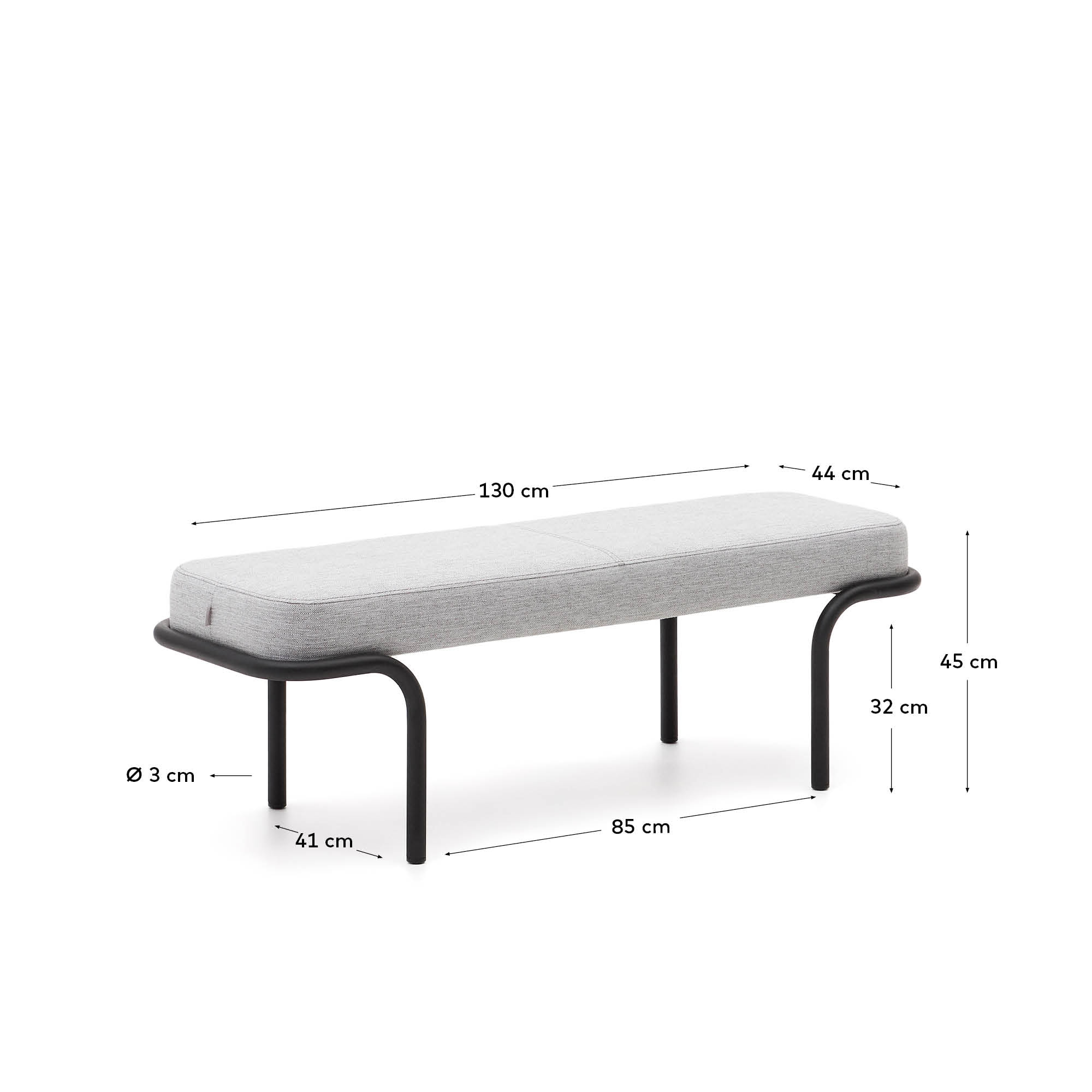 Kave Home Halbank 'Compo' 130cm, kleur Grijs