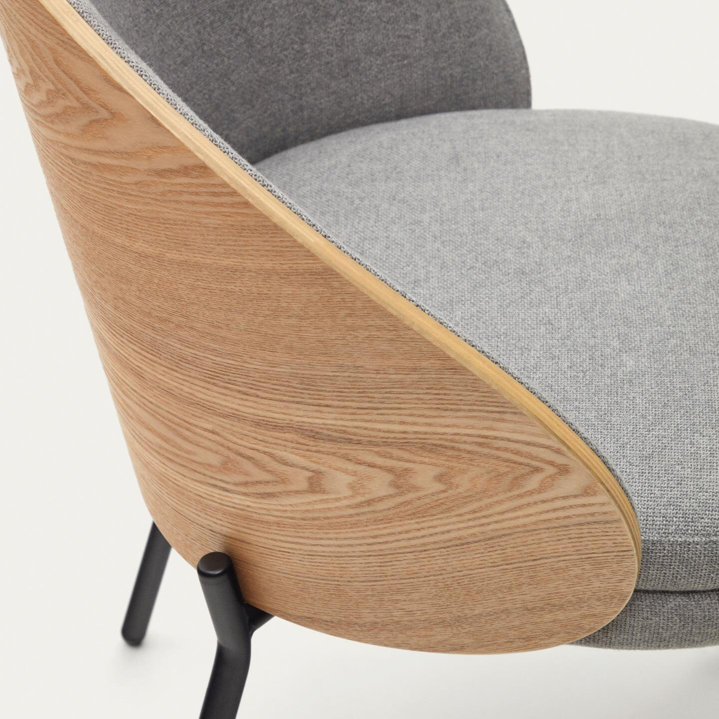 Kave Home Eetkamerstoel 'Eamy' Essenhout, kleur Lichtgrijs/Naturel