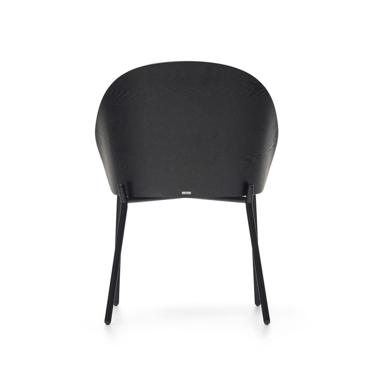Kave Home Eetkamerstoel 'Eamy' Essenhout, kleur Lichtgrijs/Zwart
