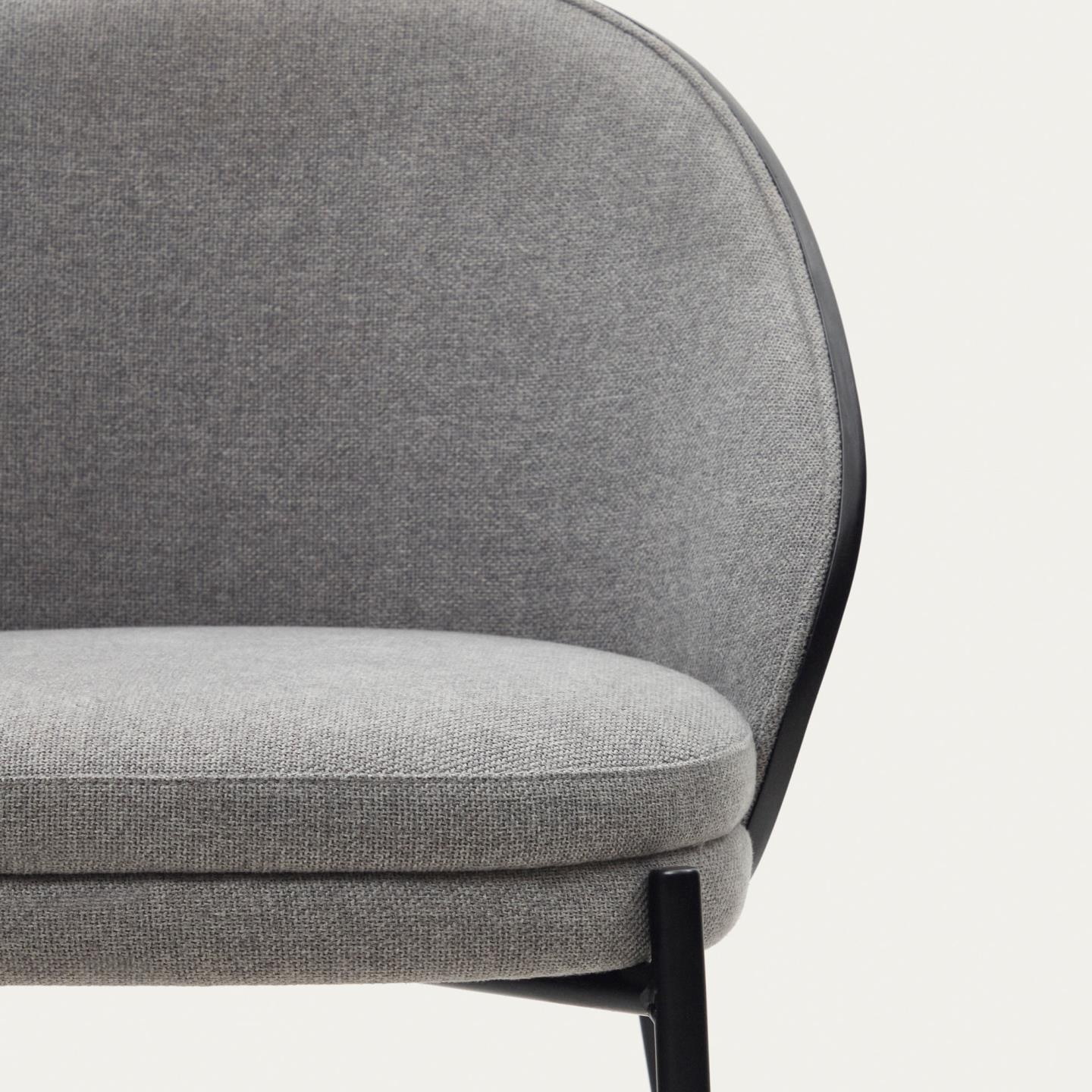 Kave Home Eetkamerstoel 'Eamy' Essenhout, kleur Lichtgrijs/Zwart