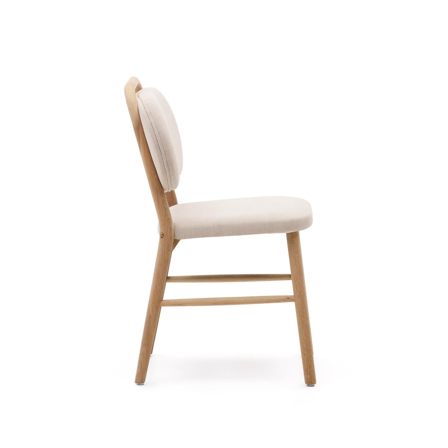 Kave Home Eetkamerstoel 'Helda' Chenille en eikenhout, kleur Beige