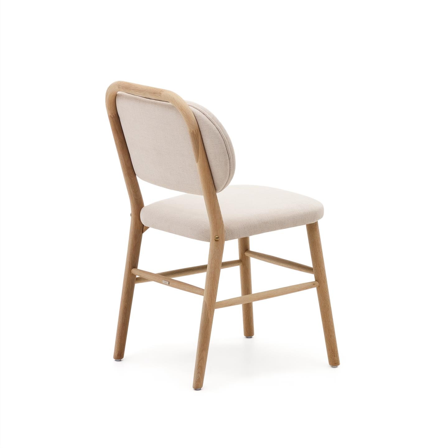 Kave Home Eetkamerstoel 'Helda' Chenille en eikenhout, kleur Beige