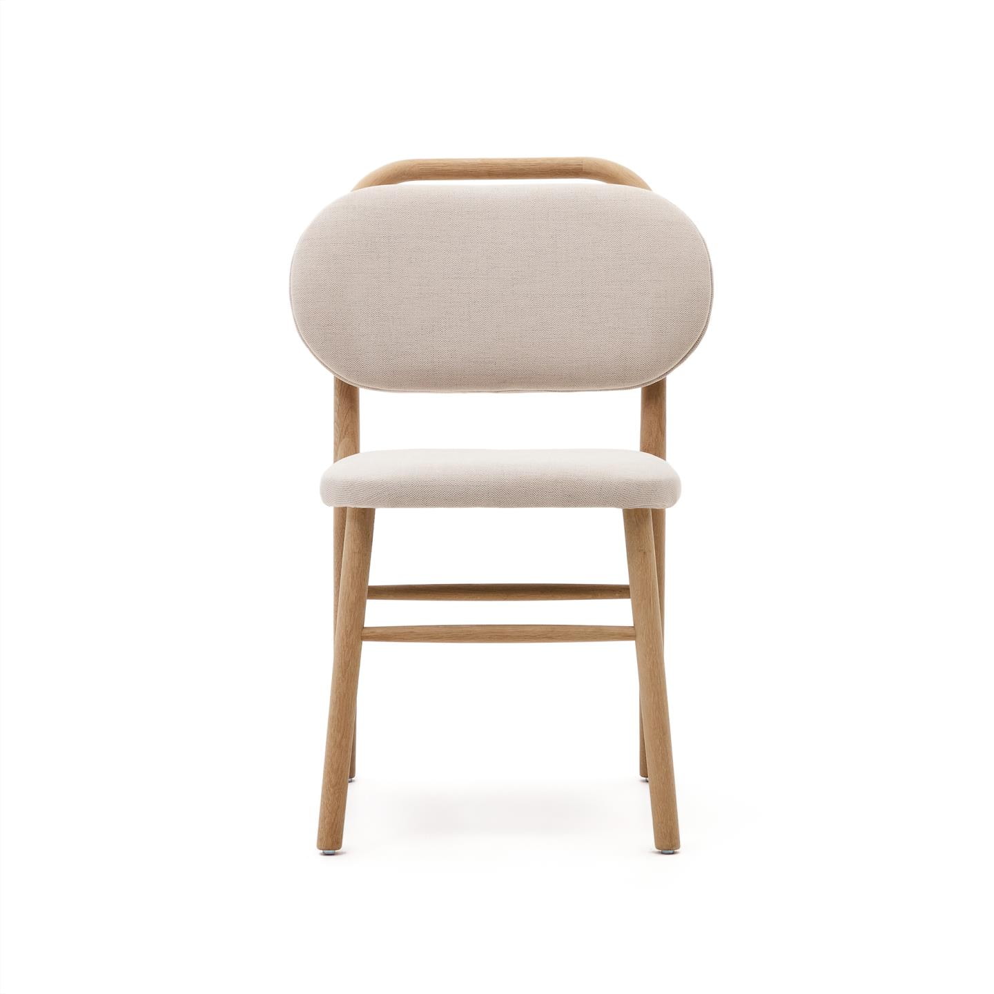 Kave Home Eetkamerstoel 'Helda' Chenille en eikenhout, kleur Beige