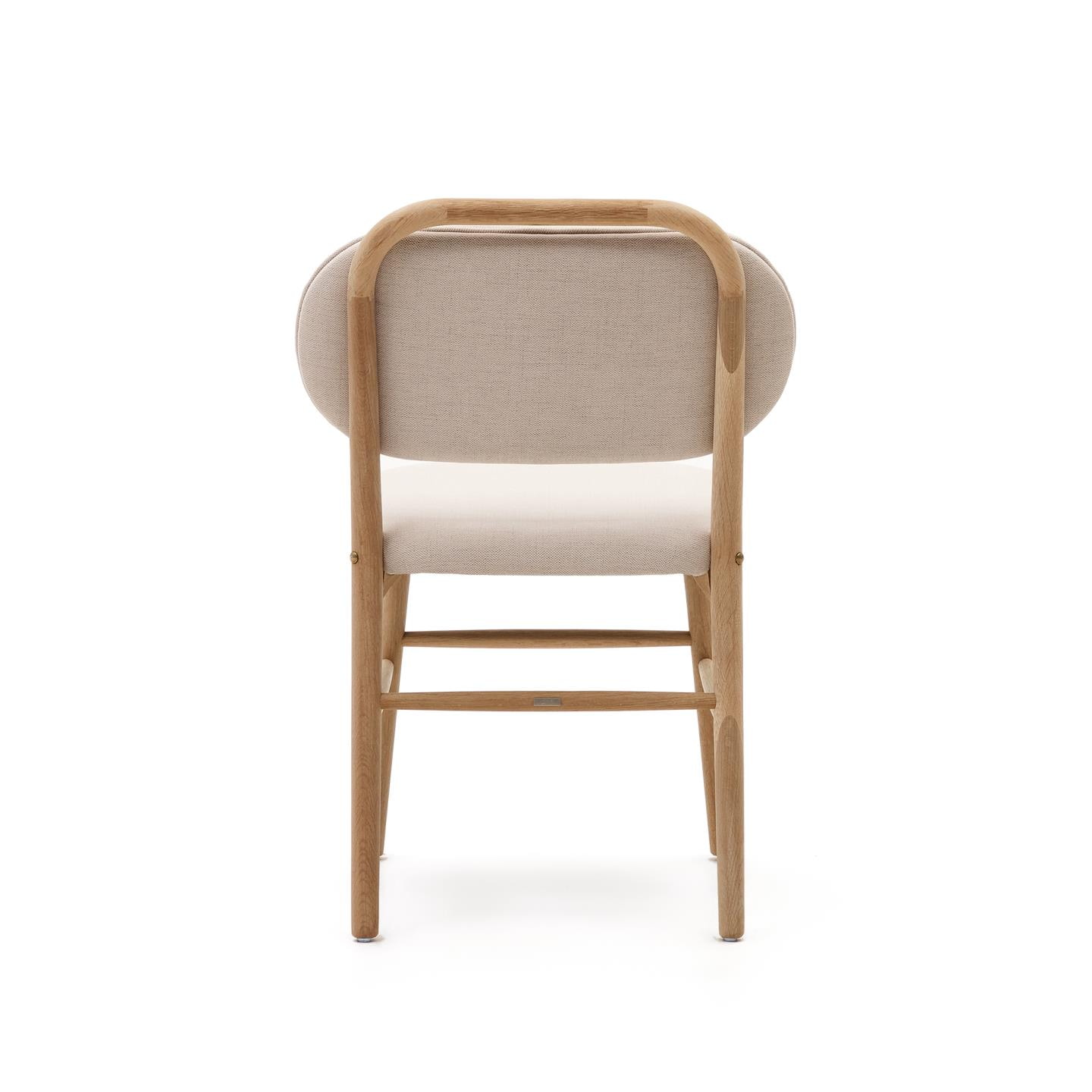 Kave Home Eetkamerstoel 'Helda' Chenille en eikenhout, kleur Beige