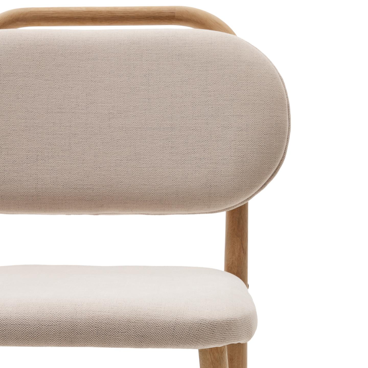 Kave Home Eetkamerstoel 'Helda' Chenille en eikenhout, kleur Beige