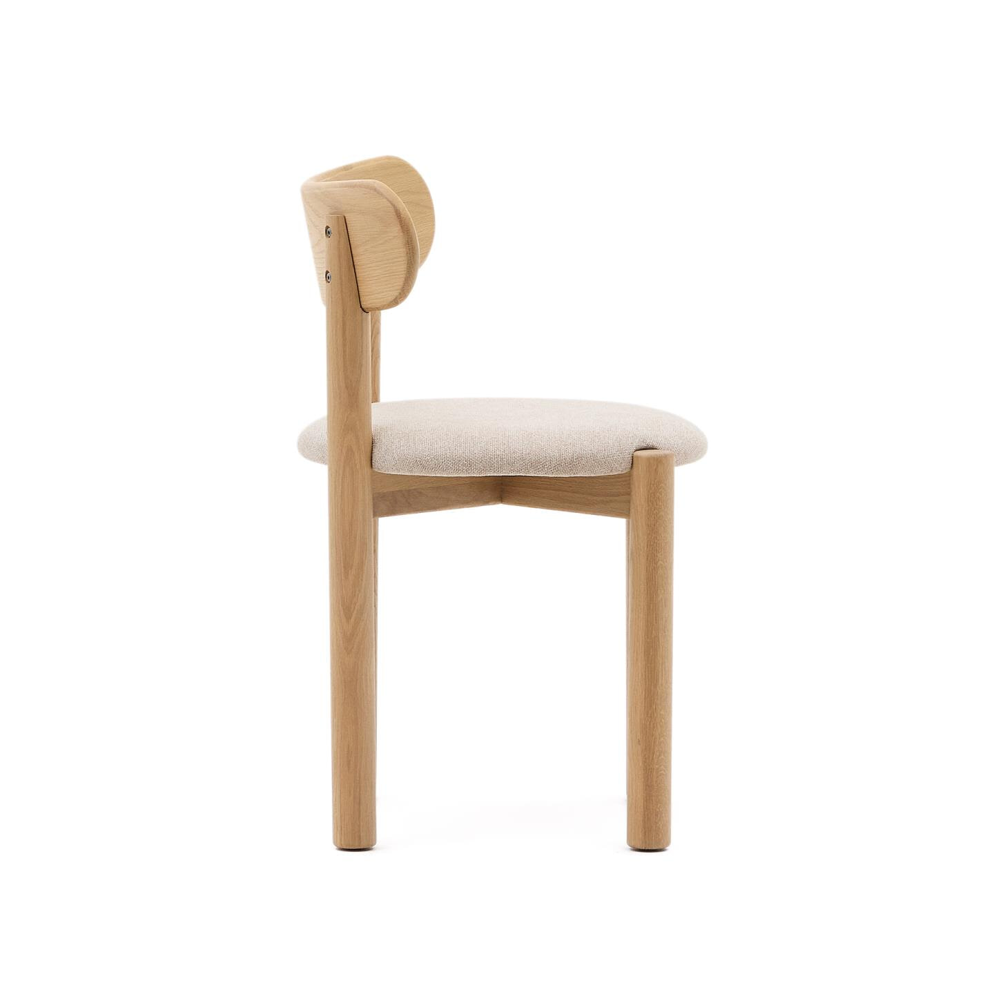 Kave Home Eetkamerstoel 'Nebai' Eikenhout en chenille, kleur Beige