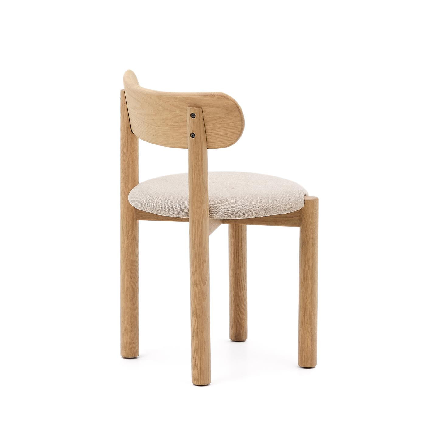 Kave Home Eetkamerstoel 'Nebai' Eikenhout en chenille, kleur Beige