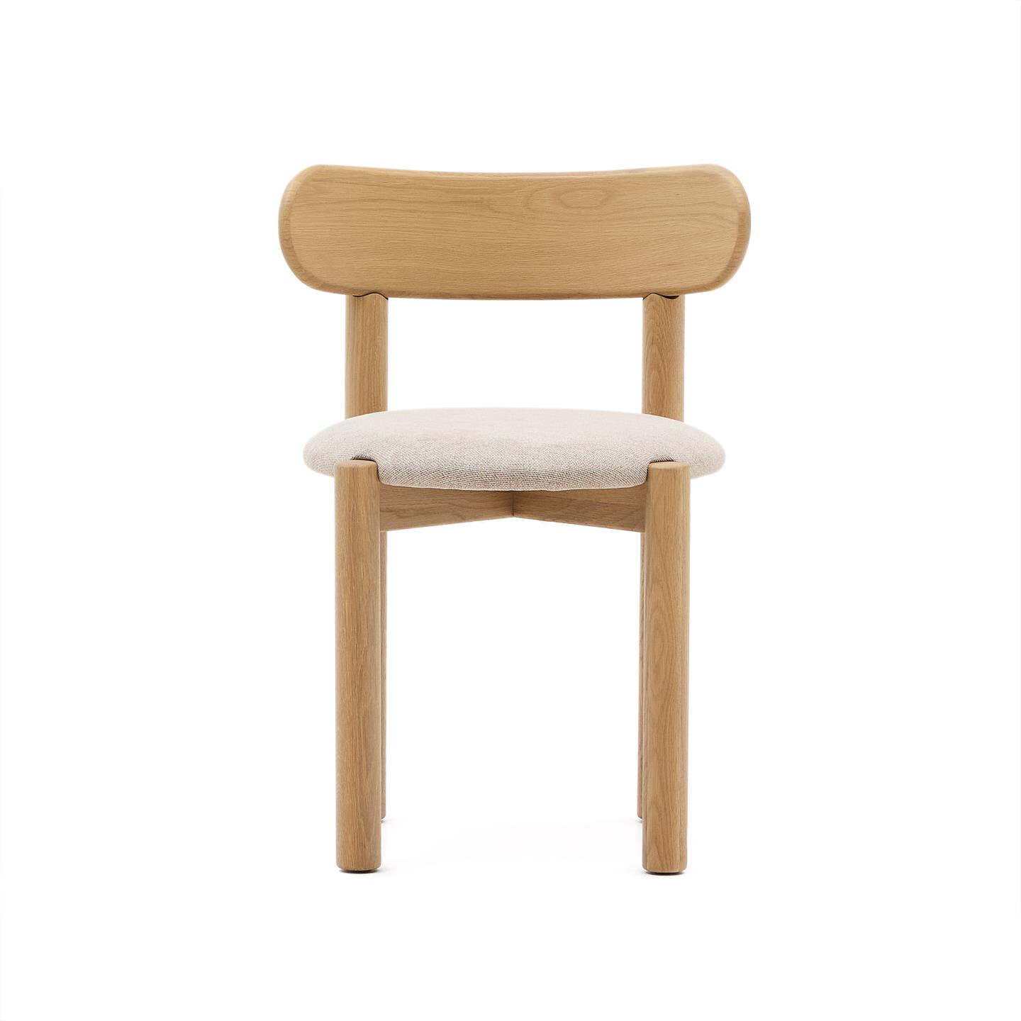 Kave Home Eetkamerstoel 'Nebai' Eikenhout en chenille, kleur Beige