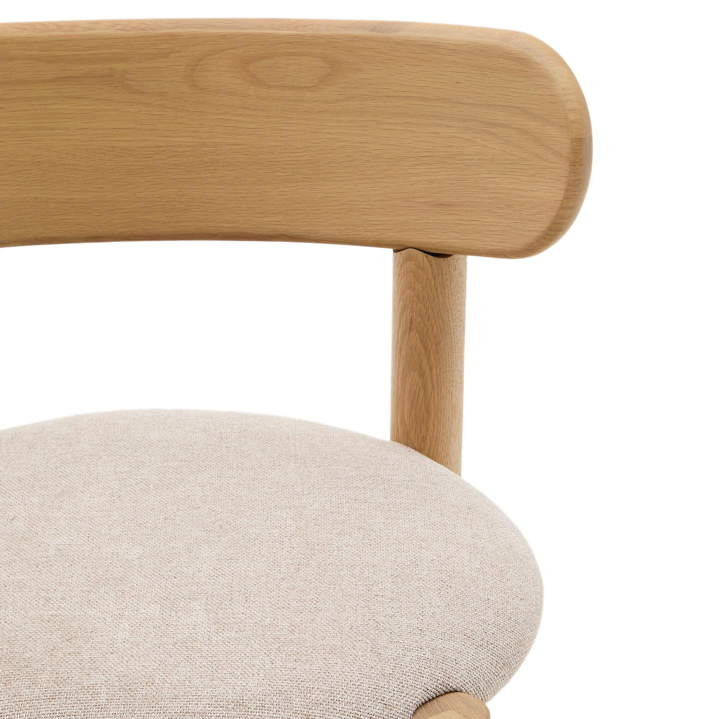 Kave Home Eetkamerstoel 'Nebai' Eikenhout en chenille, kleur Beige