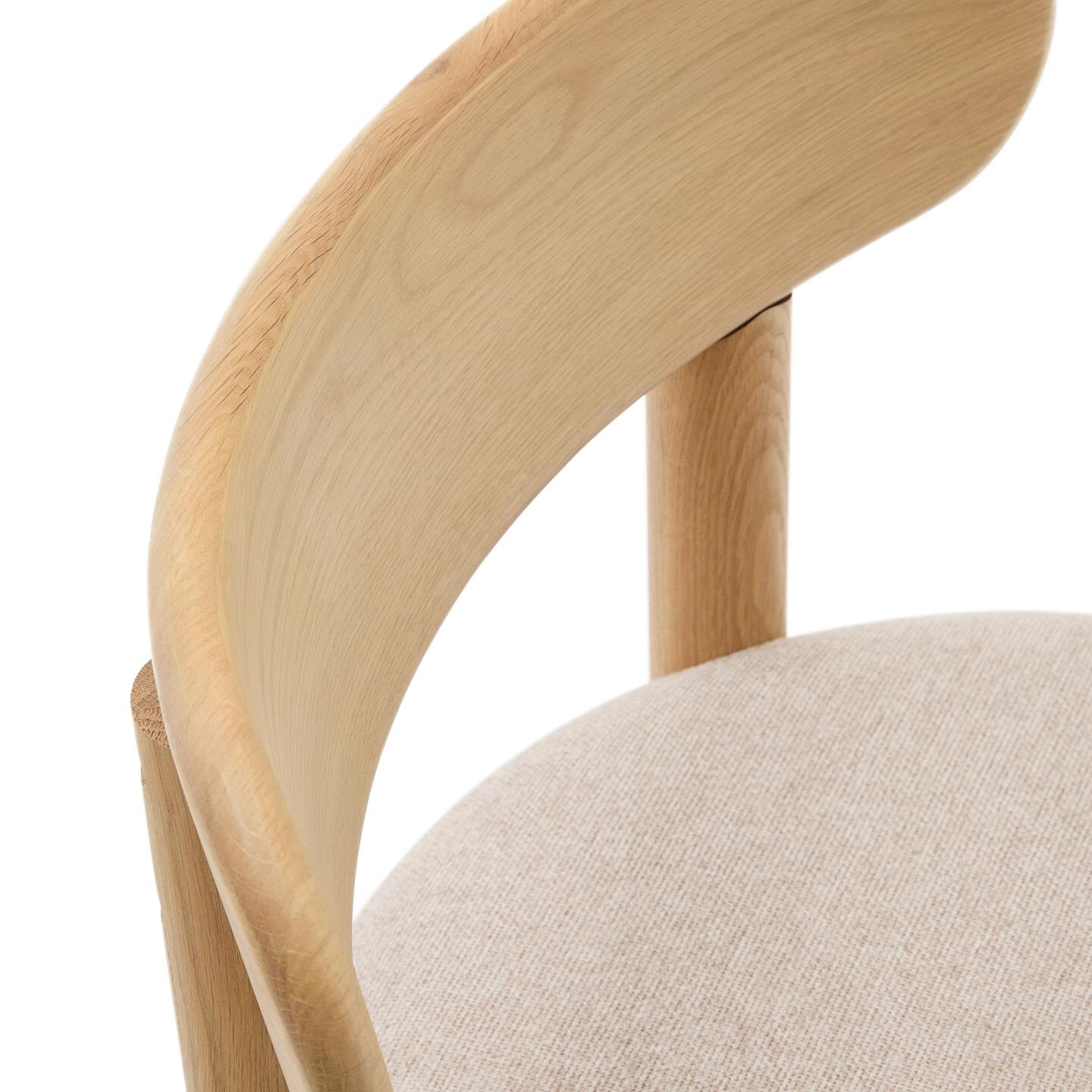 Kave Home Eetkamerstoel 'Nebai' Eikenhout en chenille, kleur Beige